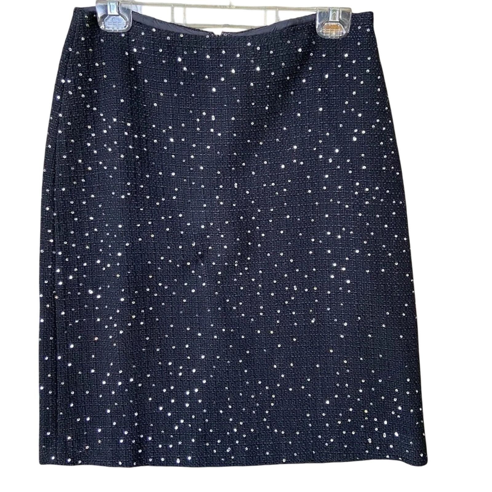 Ann Taylor Ann Taylor Womens Size 8 Black Silver Sequin Pencil Skirt Size 30" / US 8 / IT 44 - 1 Thumbnail