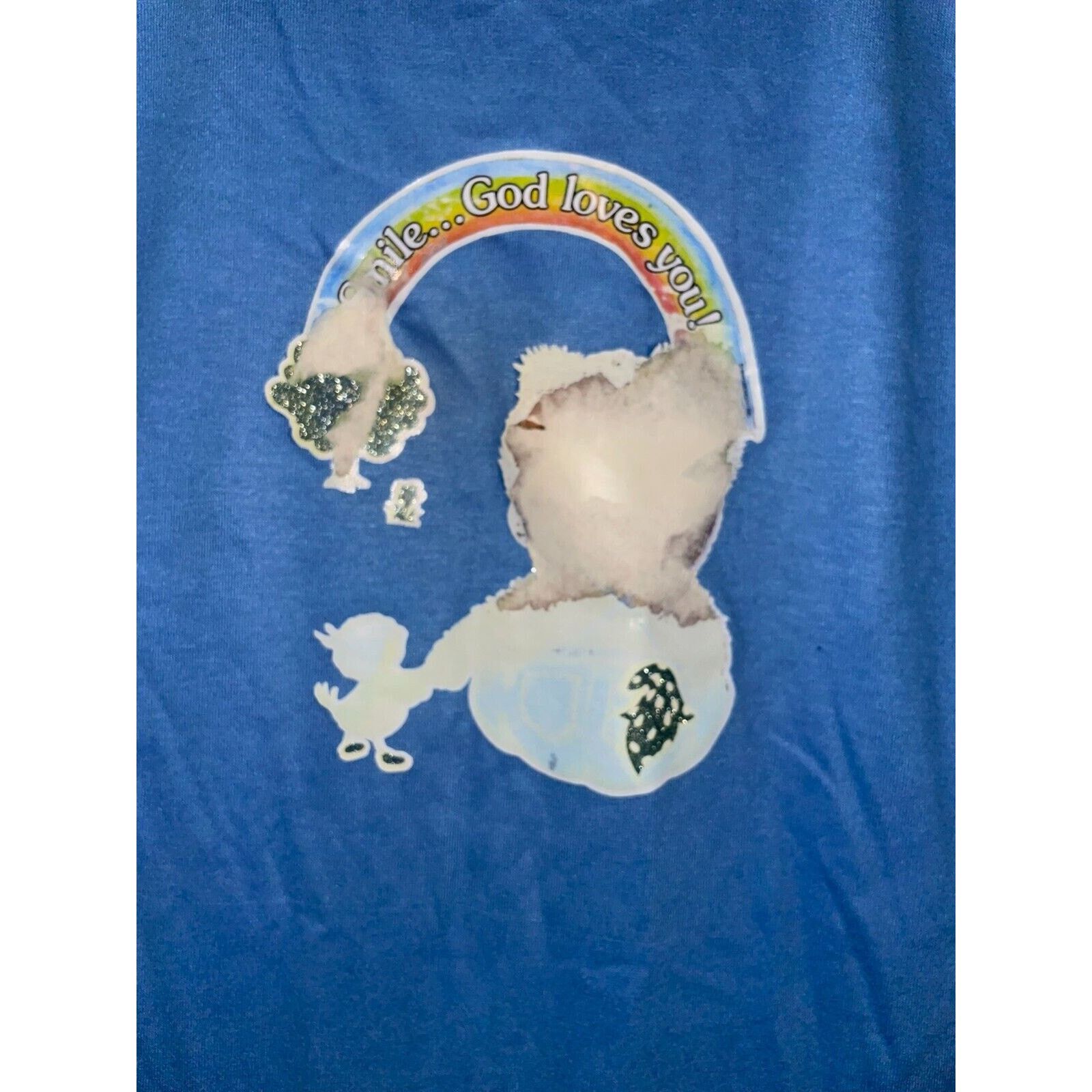Other Vintage God Shirt Smile God Loves You Tee 70s 1970s Small Size US S / EU 44-46 / 1 - 6 Thumbnail