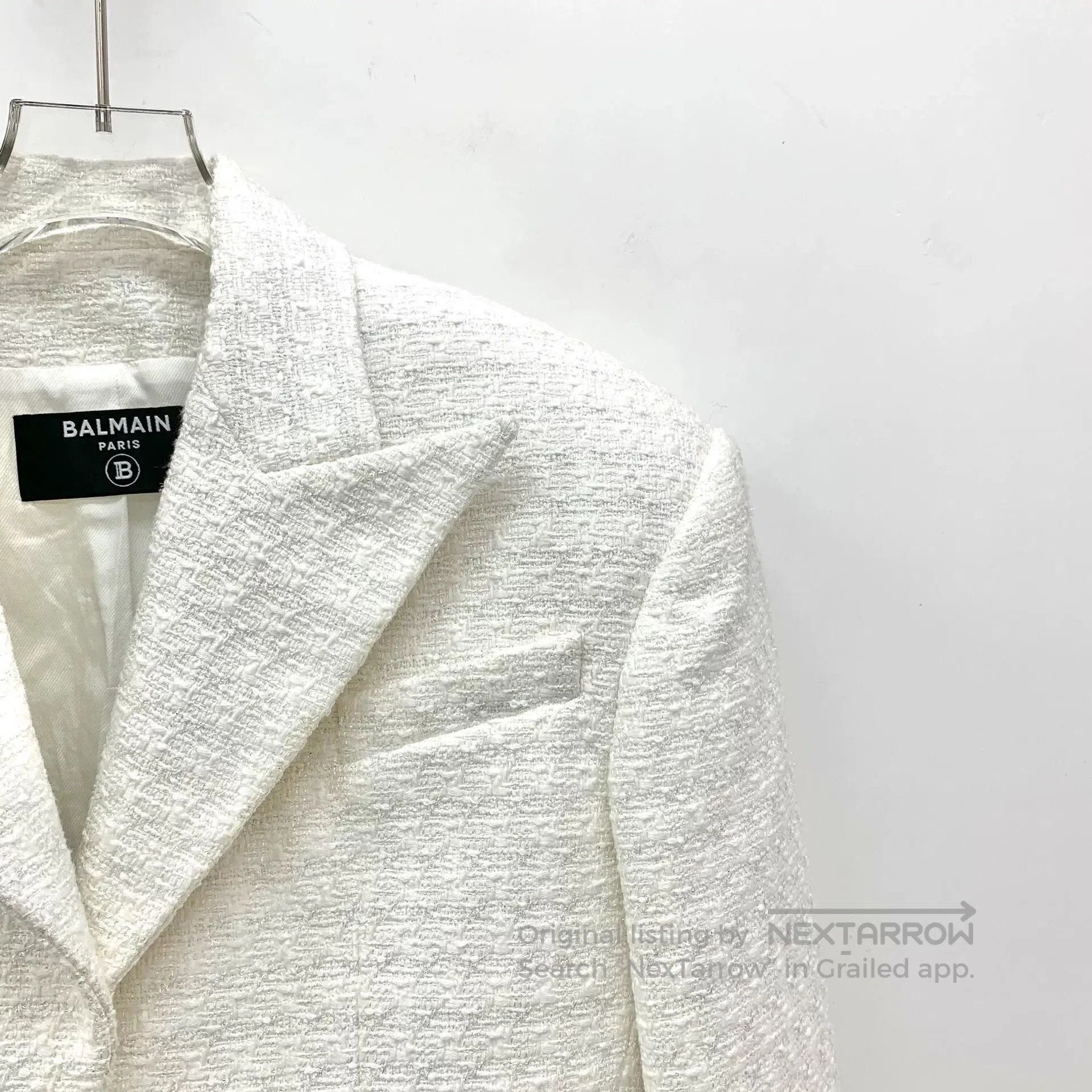 Balmain Balmain White Woven Short Coat. Size M / US 6-8 / IT 42-44 - 3 Thumbnail