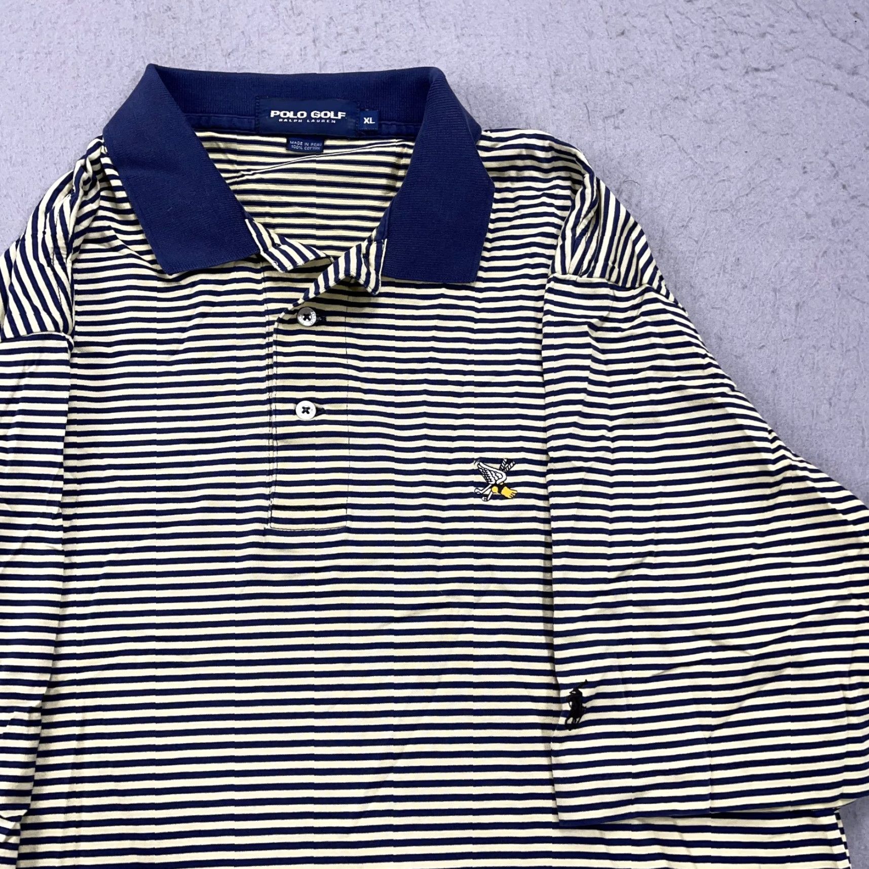 Polo Ralph Lauren VINTAGE Polo Ralph Lauren Winged Foot Polo Shirt Mens XL Yellow Cotton Size US XL / EU 56 / 4 - 3 Thumbnail