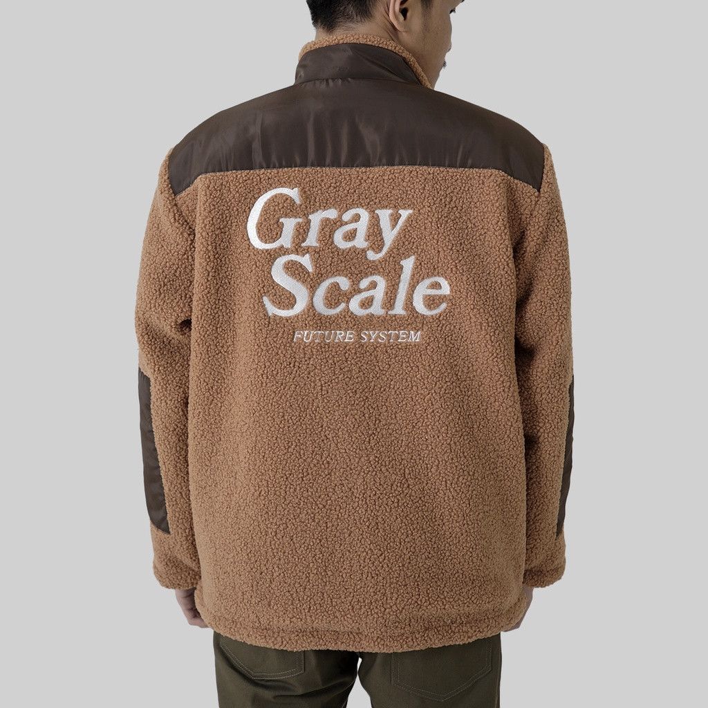 image of Bomber Jacket Grayscale - Jacket Sherpa Elactix Brown, Men's (Size Large)