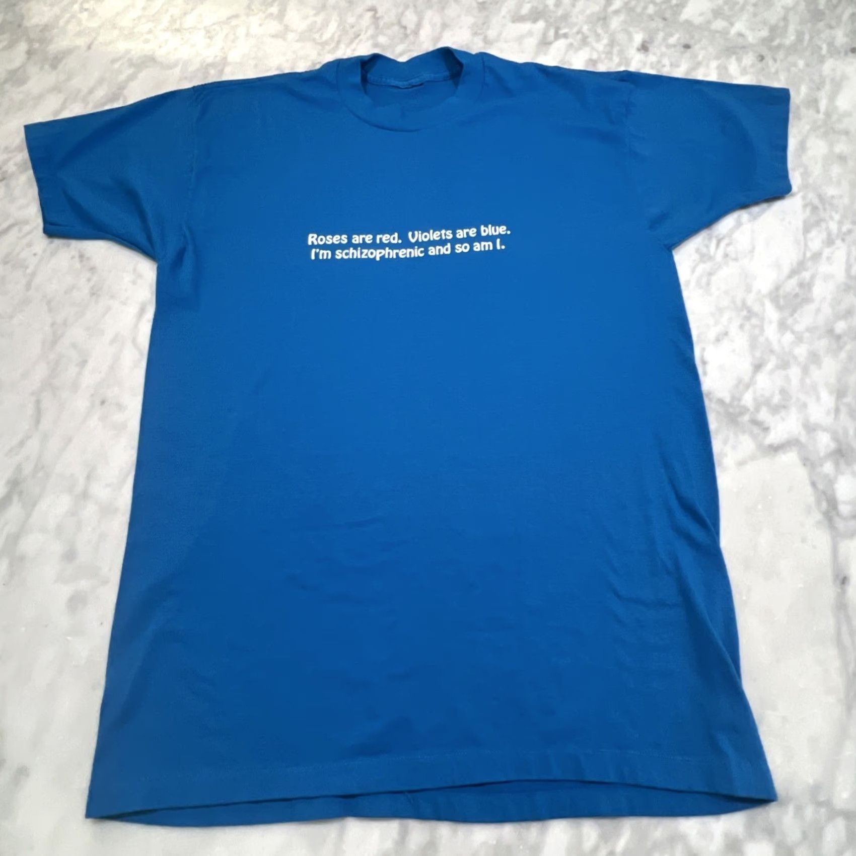 Vintage VINTAGE Funny T Shirt XL I’m Schizophrenic & So Am I Single Stitch Blue Shirt Mens XL Blue Grunge 1990s Size US XL / EU 56 / 4 - 3 Thumbnail
