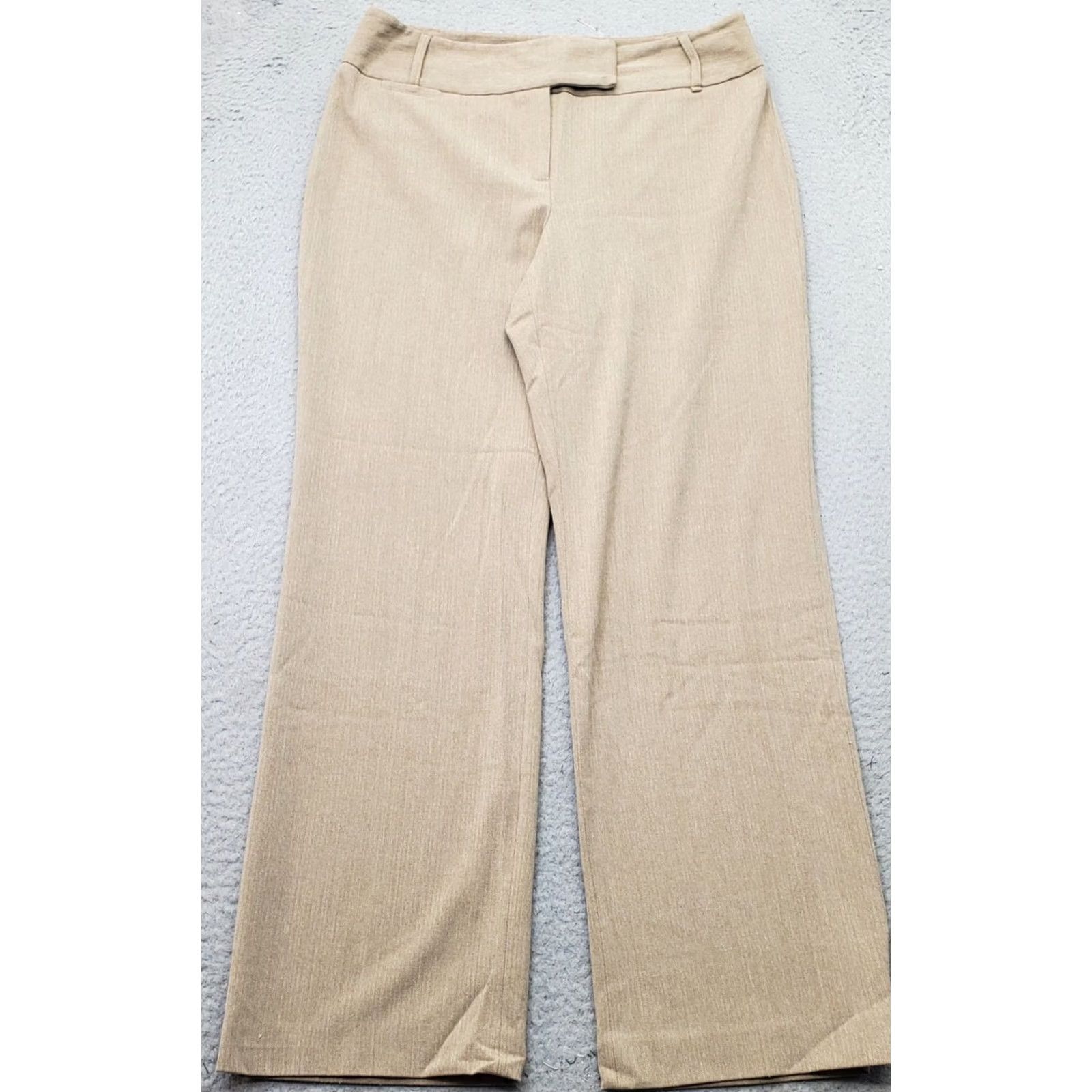 Vintage Rafaella Womens Dress Pants Size 12 Tan Stretch High Waist Wide-Leg Oxford Formal Shirt Pants Slacks Size 34" / US 12 / IT 48 - 2 Thumbnail