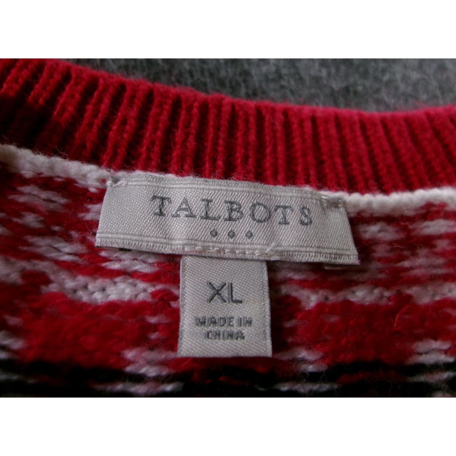 Talbots Talbots Sweater Womens XL White Fair Isle Crewneck Pullover Cotton Blend Long Sleeve Ribbed Hem Holiday Size XL / US 12-14 / IT 48-50 - 7 Thumbnail