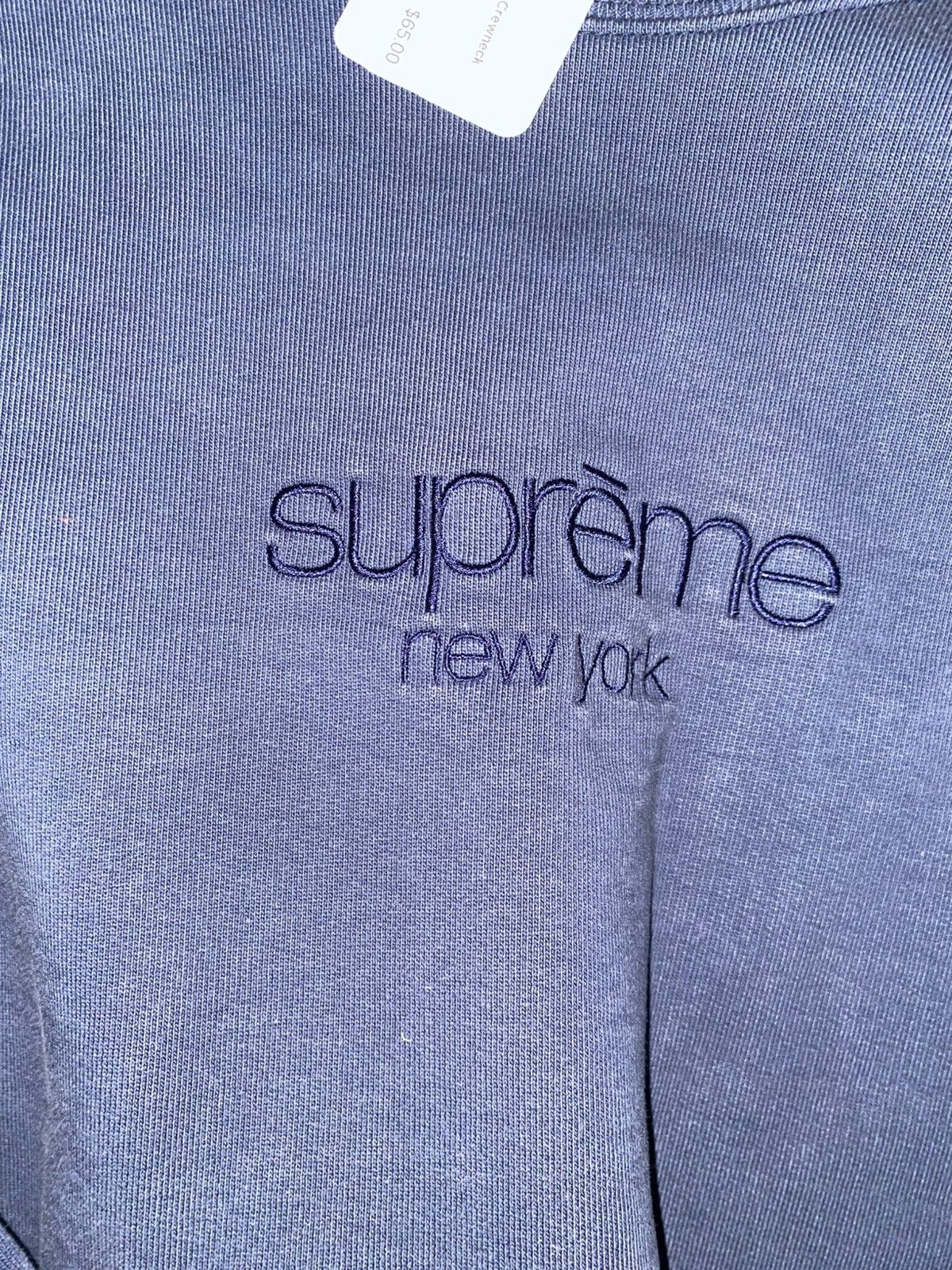 Supreme Supreme Navy Classic Logo Crewneck Size US L / EU 52-54 / 3 - 2 Thumbnail