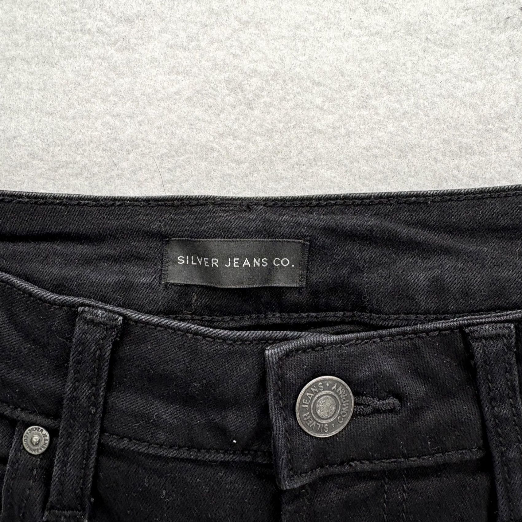 Silver Jeans Co. Silver Jeans Suki Skinny Womens 34x29 Black Dark Wash Mid Rise Stretch Jeans Size 24" / US 00 / IT 34 - 4 Thumbnail