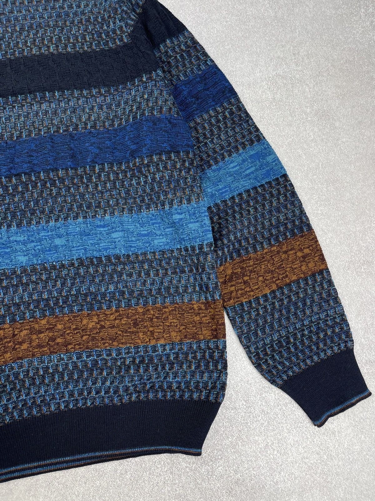 Designer Montechiaro Striped Multiclor Knit Sweater Men’s Size 54 Size US L / EU 52-54 / 3 - 2 Thumbnail