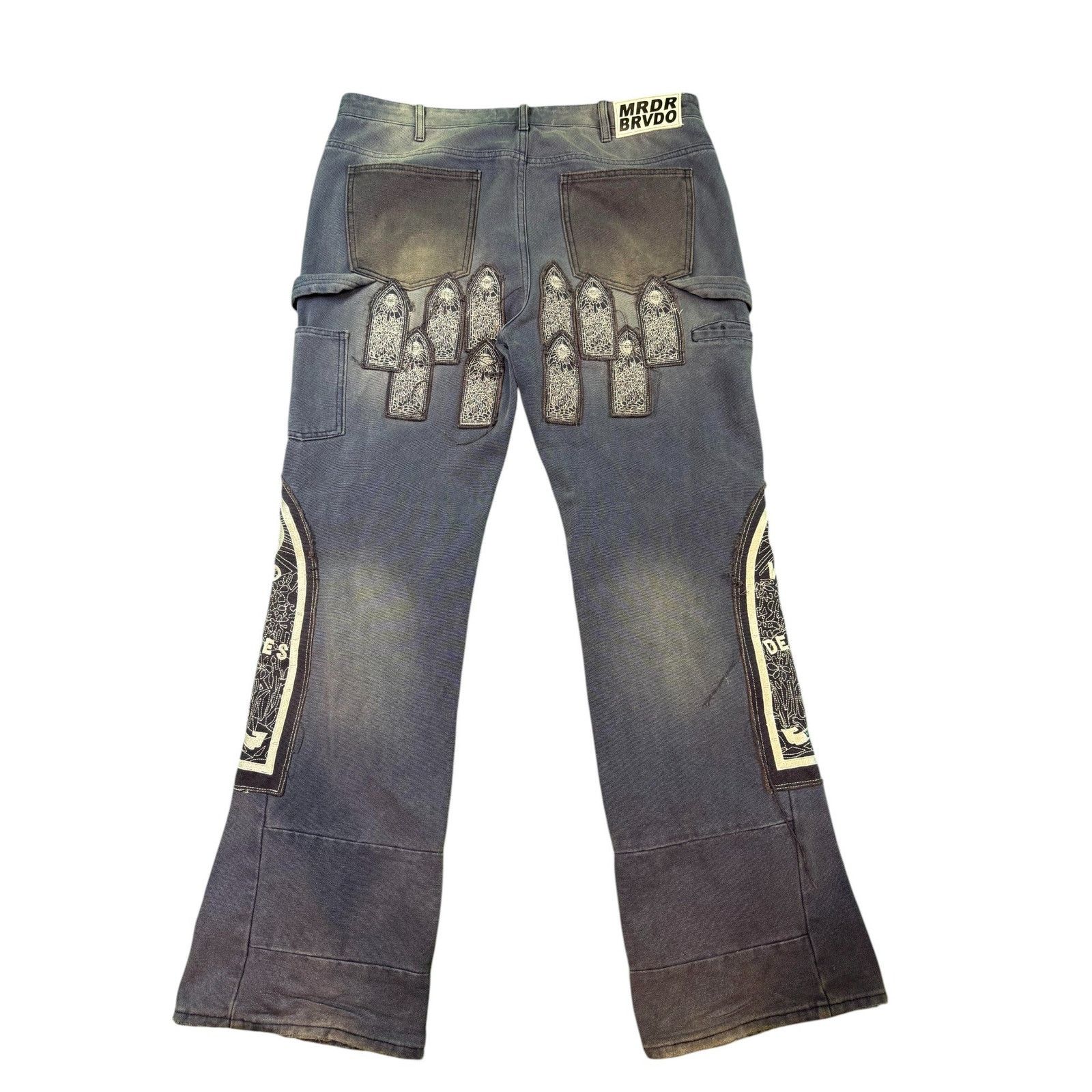 Who Decides War WDW Patched Arch Embroidered Navy Blue Jeans Size US 36 / EU 52 - 2 Thumbnail