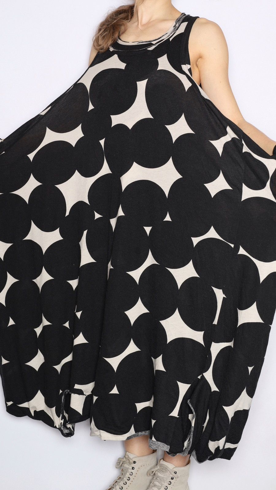 Rundholz Rundholz Black Label Wide Maxi Dress Polka Dot Printed White Size S / US 4 / IT 40 - 5 Thumbnail