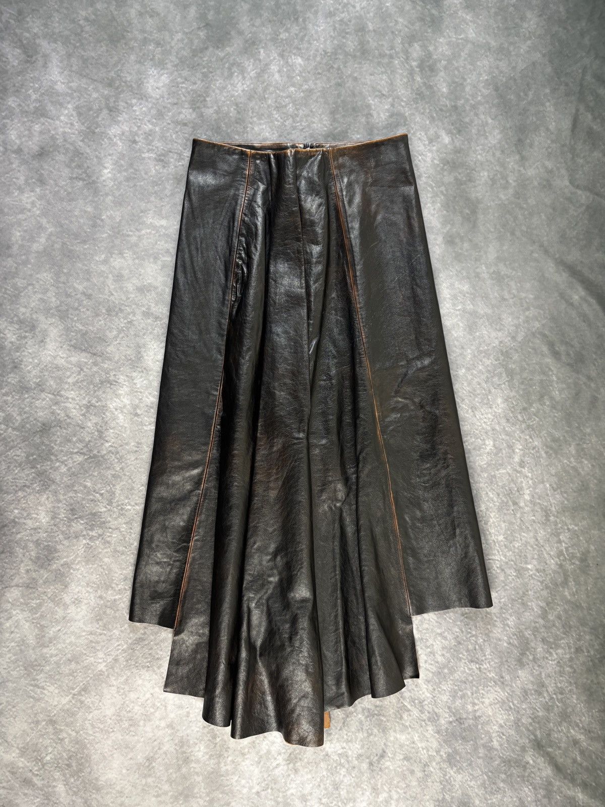 Prada F/W 2013 Prada Leather Skirt Runway Asymmetrical Maxi Long Size 27" / US 4 / IT 40 - 22 Thumbnail