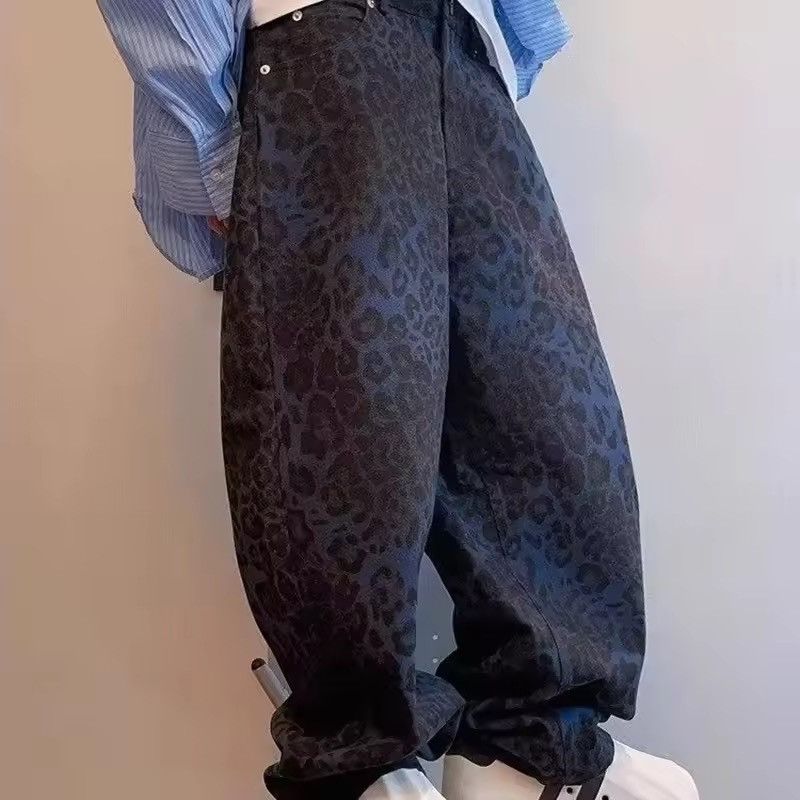Jean Wide Leg Leopard Print Denim - Baggy Skate Style -Brand New Size US 31 - 1 Thumbnail