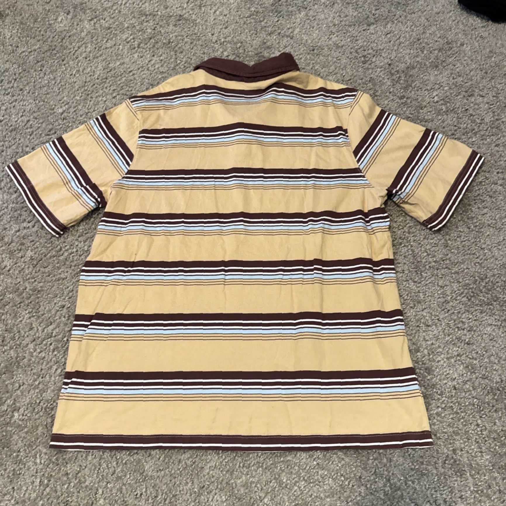 Vintage VINTAGE Outlooks Polo Shirt Mens M Brown Blue Stripe Collared Shirt Size US M / EU 48-50 / 2 - 6 Thumbnail