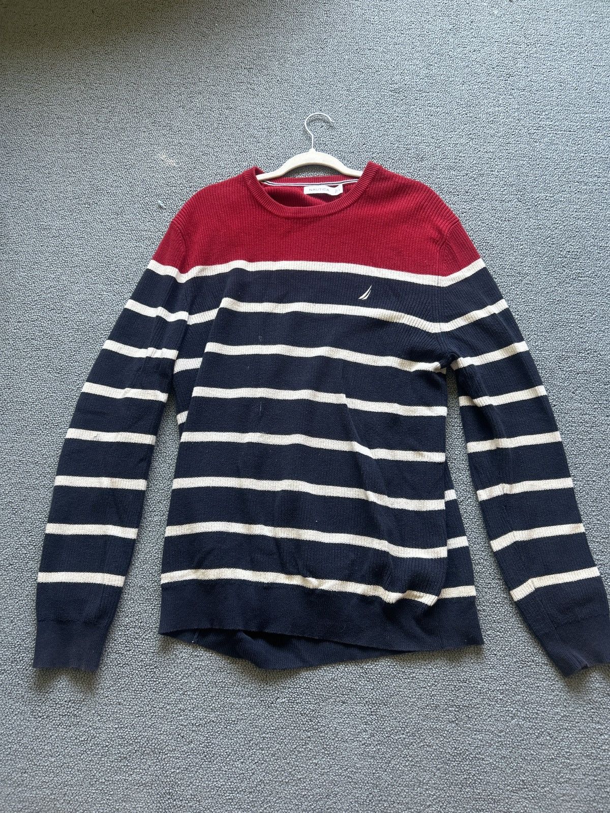 Nautica Nautica long sleeve sweater: Blue and white striped Crewneck Size US L / EU 52-54 / 3 - 1 Thumbnail