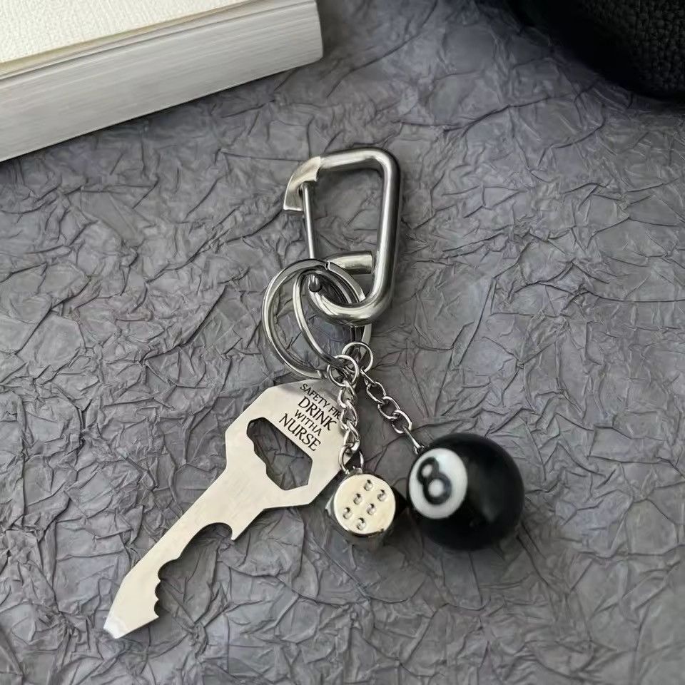 Other Black No 8 Billiard Lucky Dice Bottle Opener Keychain Size ONE SIZE - 1 Thumbnail