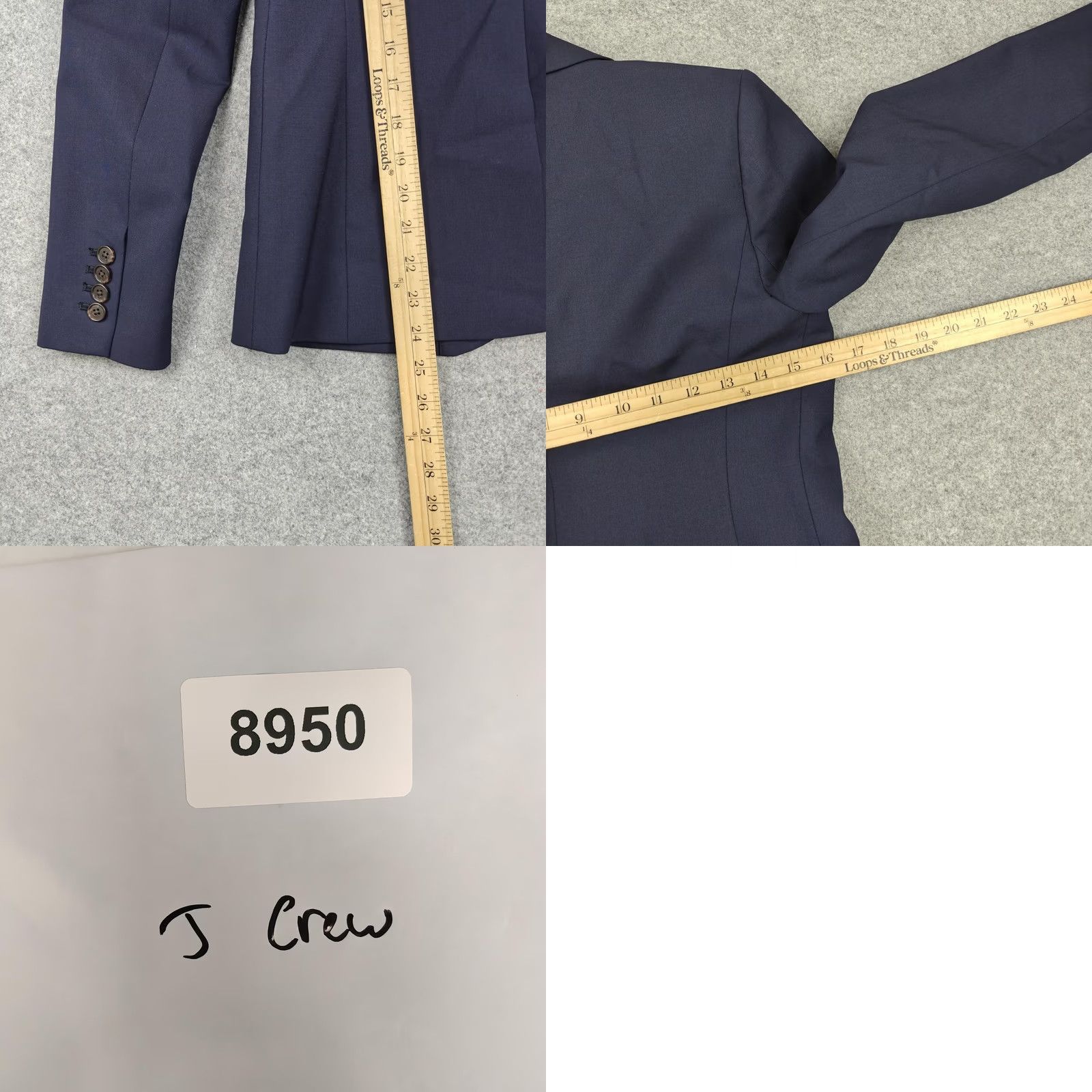 J.Crew J.CREW Blazer Womens 2 Blue Bi Stretch Wool One-Button Lined Suit Jacket Office Shirt Size XS / US 0-2 / IT 36-38 - 8 Thumbnail