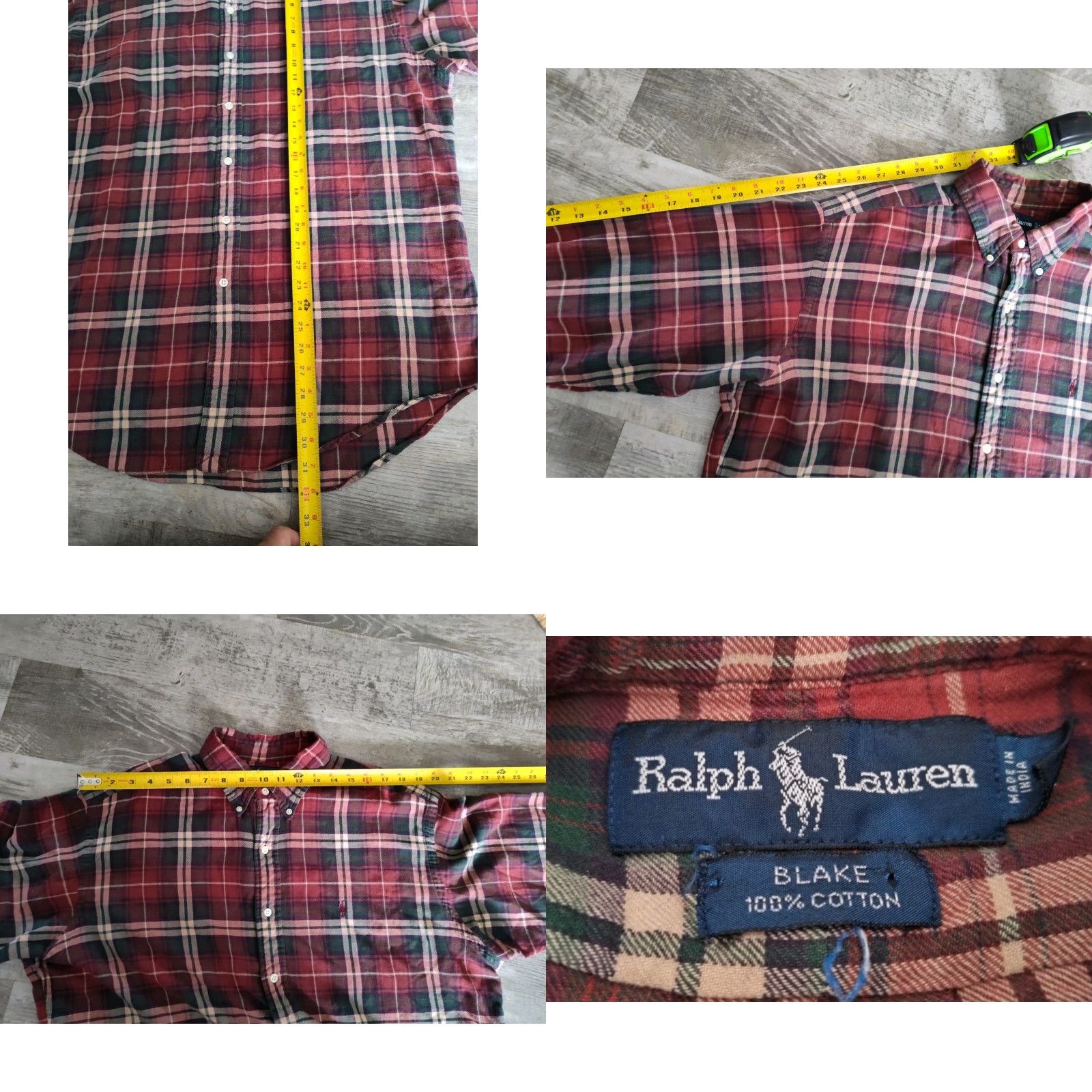 Polo Ralph Lauren VINTAGE Ralph Lauren Polo Shirt Men Long Sleeve Flannel Plaid Casual Fall Winter Blue Red Green UK38 Size US L / EU 52-54 / 3 - 8 Thumbnail