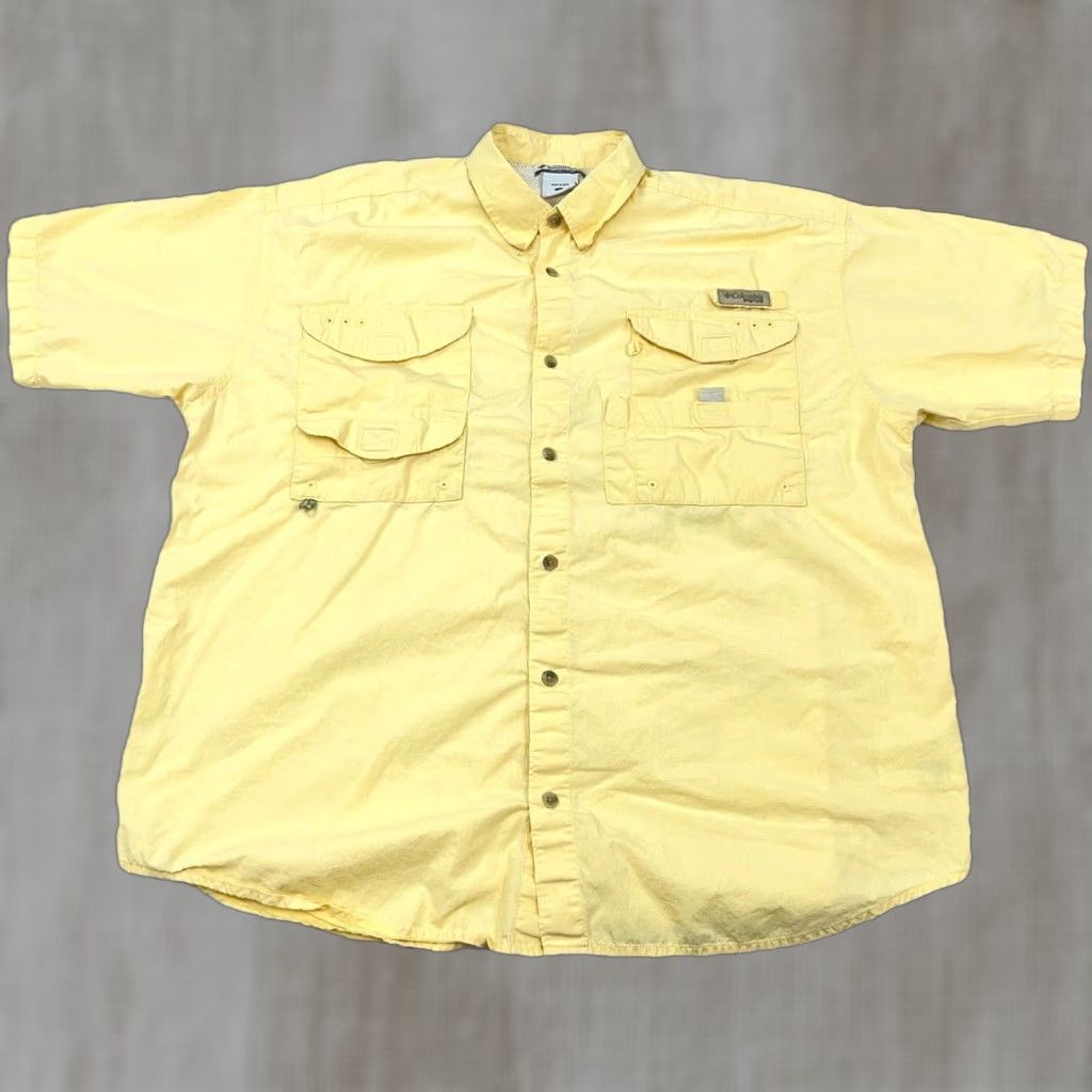 Vintage Columbia PFG Shirt Men L Yellow Khaki Button-Up Fishing Vented Cotton Ocean Omni-Shade Outdoor Classic Modern Size US L / EU 52-54 / 3 - 1 Thumbnail