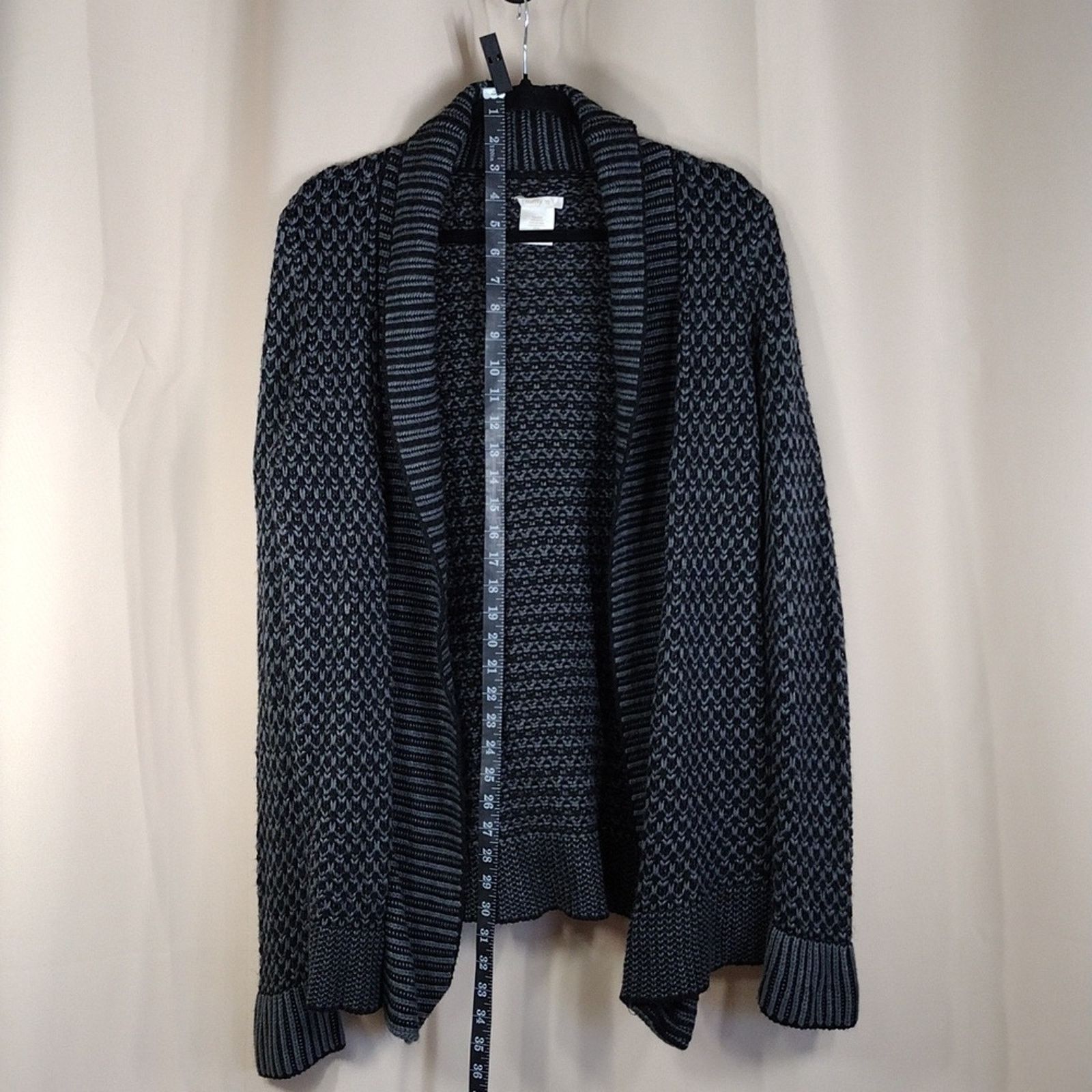 Other Matty M Black Gray Knit Sweater Shawl Acrylic Cozy Cardigan Size M / US 6-8 / IT 42-44 - 3 Thumbnail