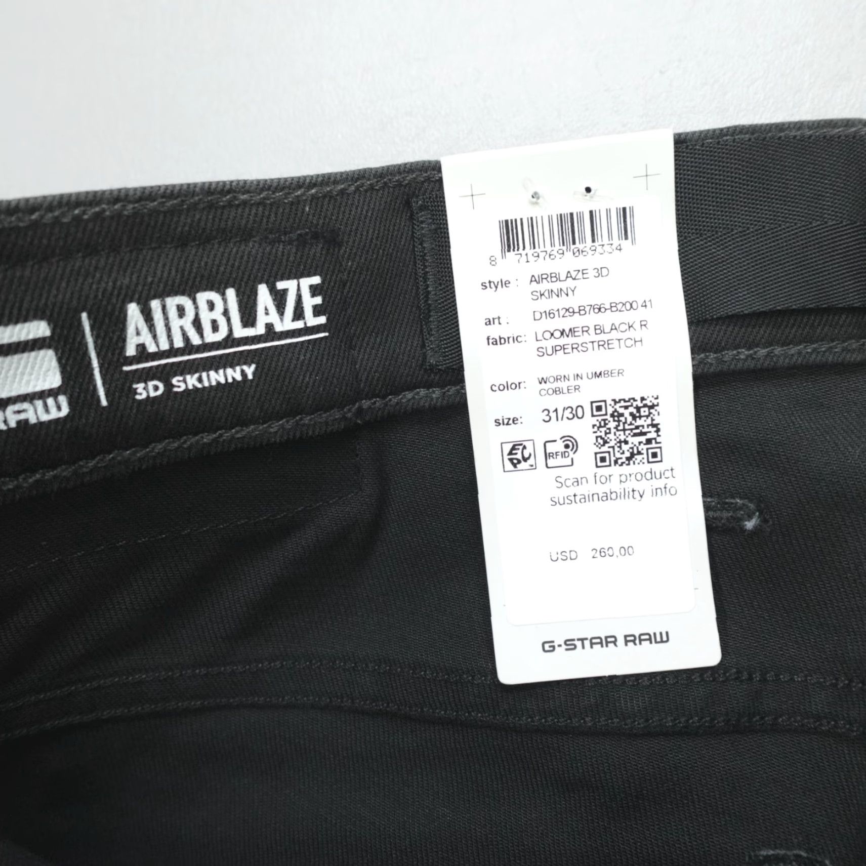 G-Star G-Star Raw Airblaze 3D Skinny Jeans Men’s Size 31x30 Black Size US 31 - 3 Thumbnail