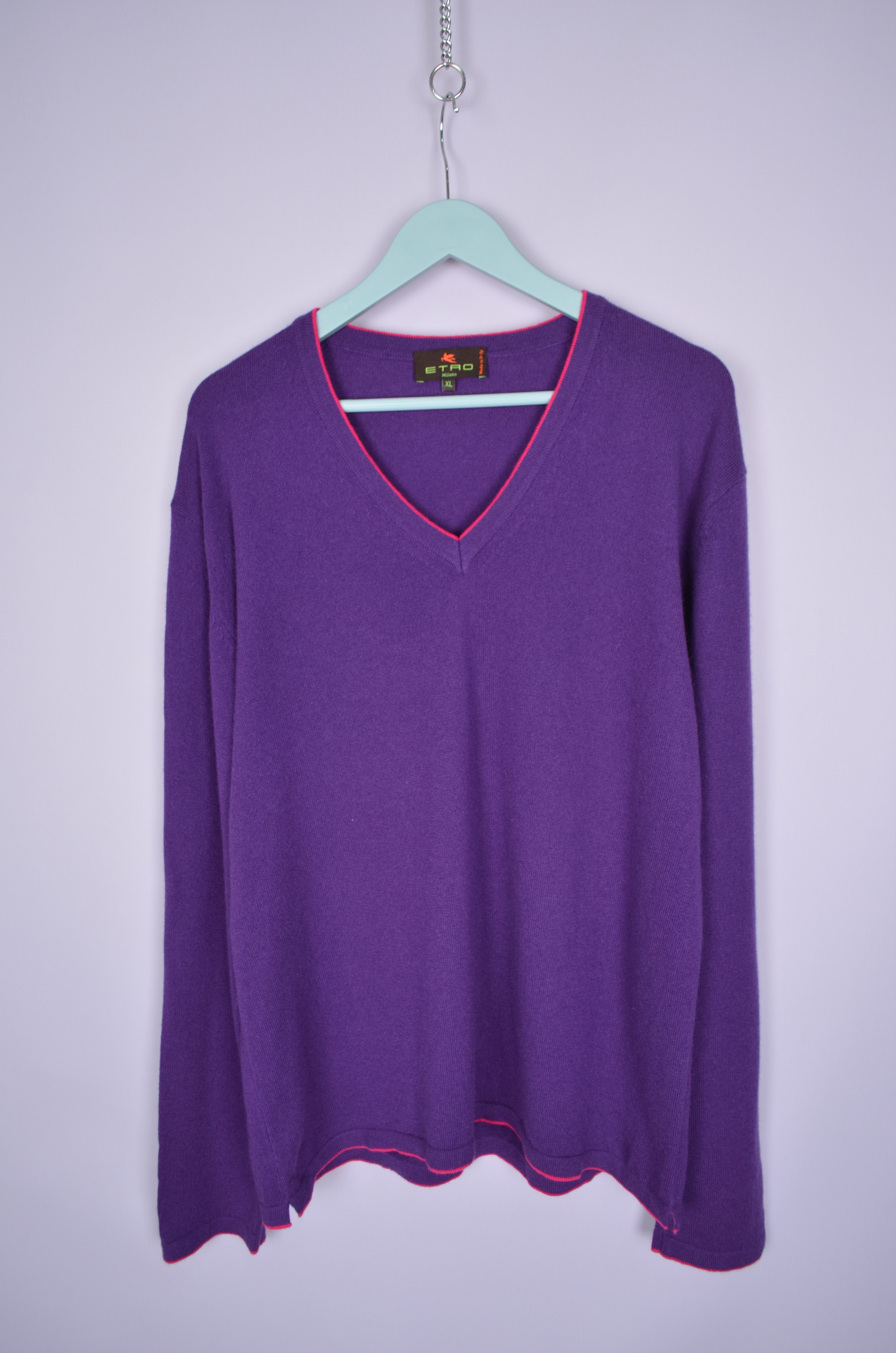 Designer × Etro ETRO 100% Cashmere V Neck Jumper Sweater Size XL Luxury Size US XL / EU 56 / 4 - 1 Thumbnail