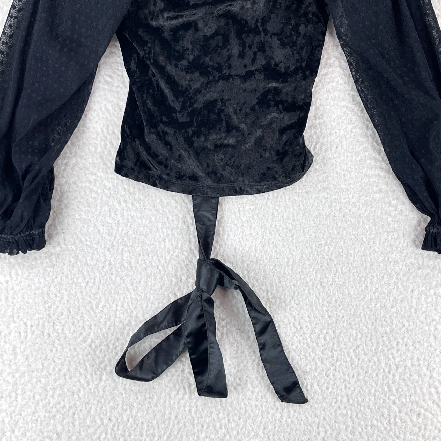 Anthropologie Porridge Black Velvet Lace Tie-Back Bodice Shirt Womens Small Size S / US 4 / IT 40 - 4 Thumbnail