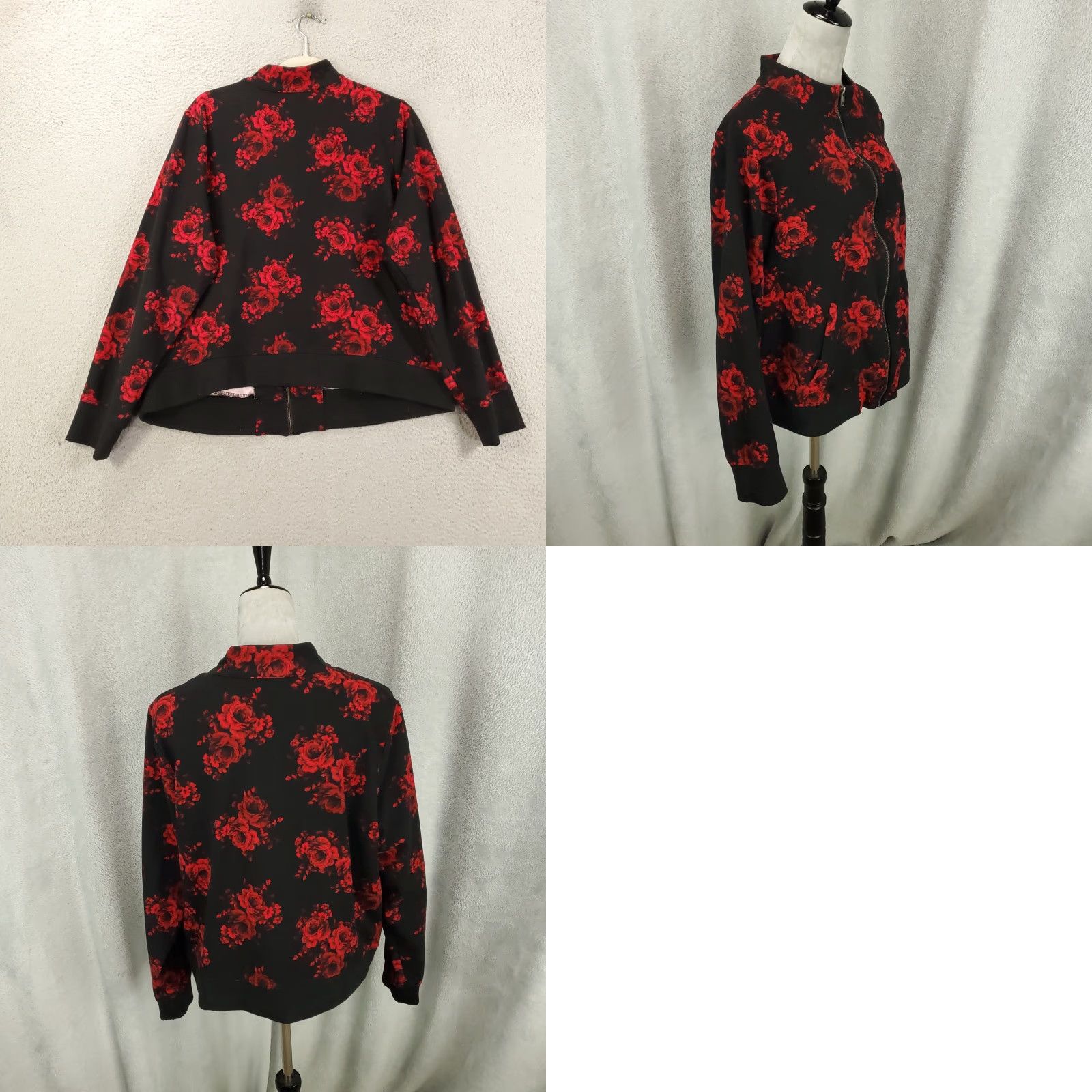 Torrid Torrid Jacket Womens 2X Black Red Roses Floral Full Zip Lightweight Pockets Knit Size XXL / US 16-18 / IT 52-54 - 8 Thumbnail