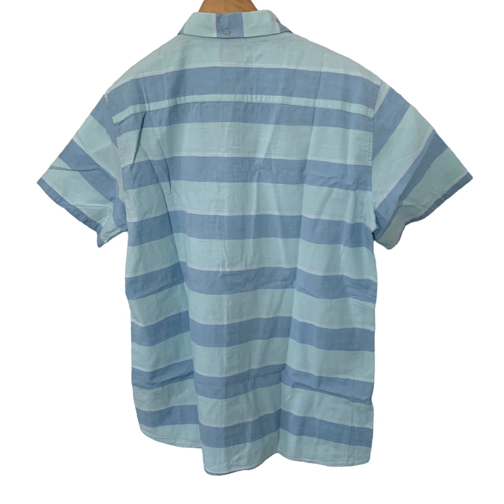 Hurley Hurley Shirt Mens XL Blue Blocked Stripe Woven Short Sleeve Button Front Cotton Size US XL / EU 56 / 4 - 5 Thumbnail