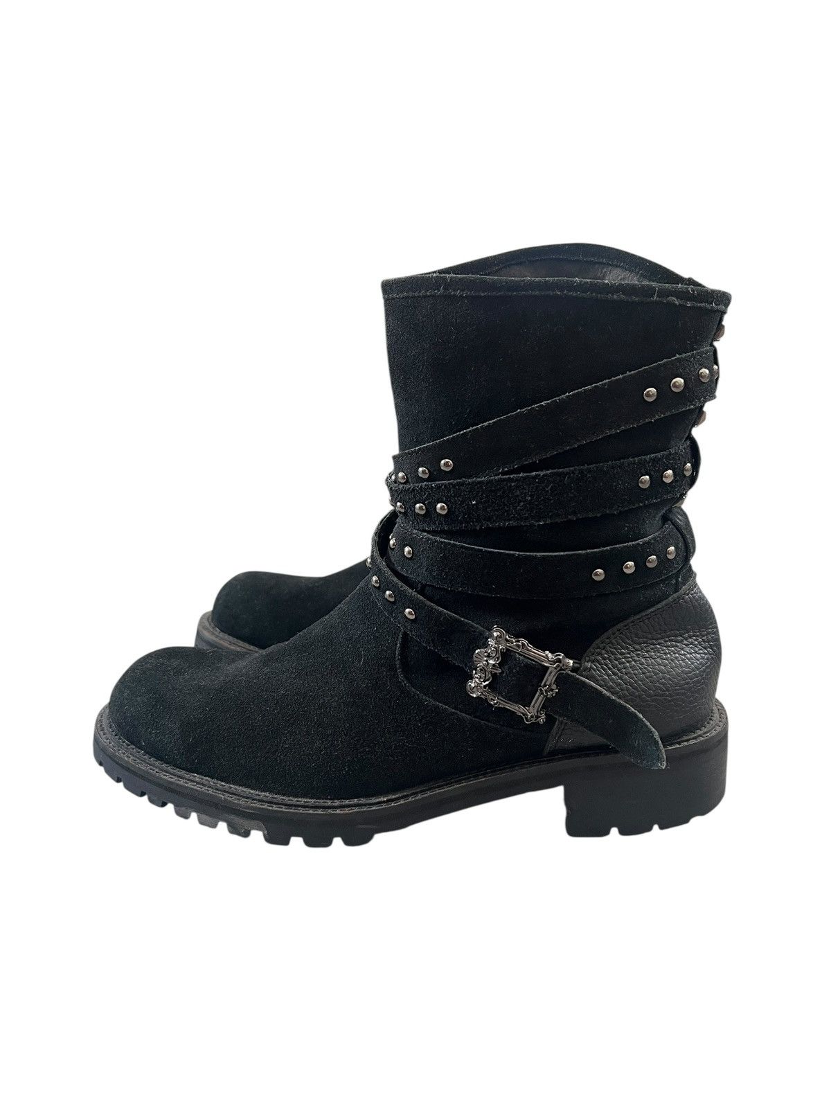 Buffalo Bobs Studded Suede Leather Strap Boots