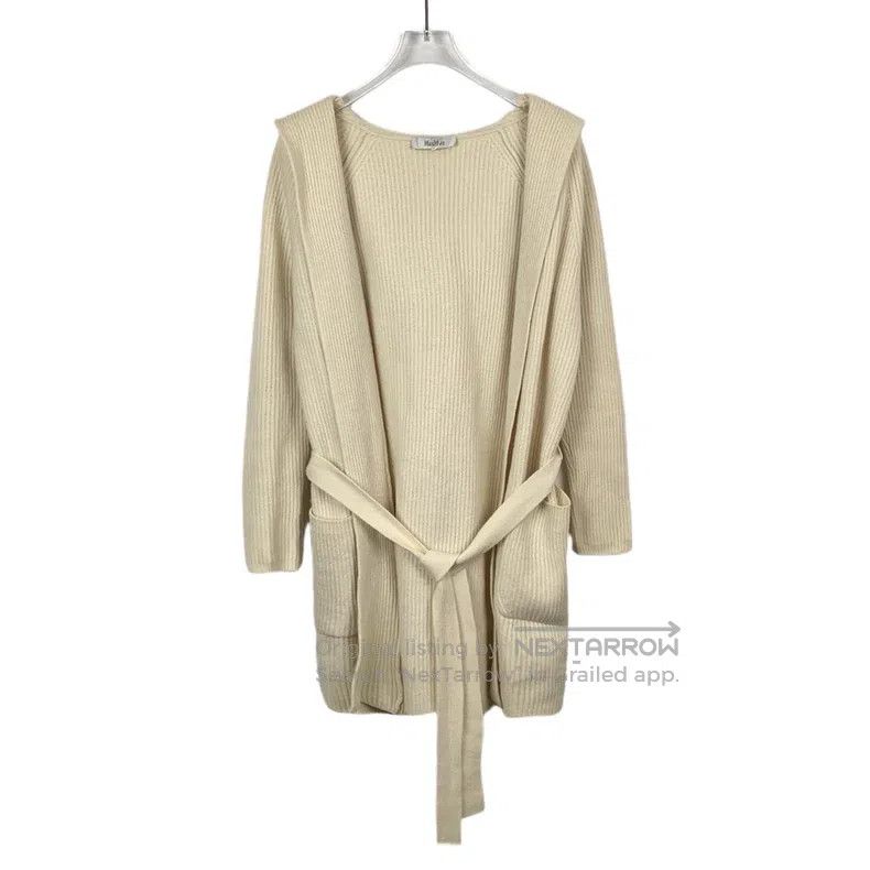 Max Mara Max Mara Apricot Wool Hooded Belted Knit Cardigan Size S / US 4 / IT 40 - 1 Thumbnail