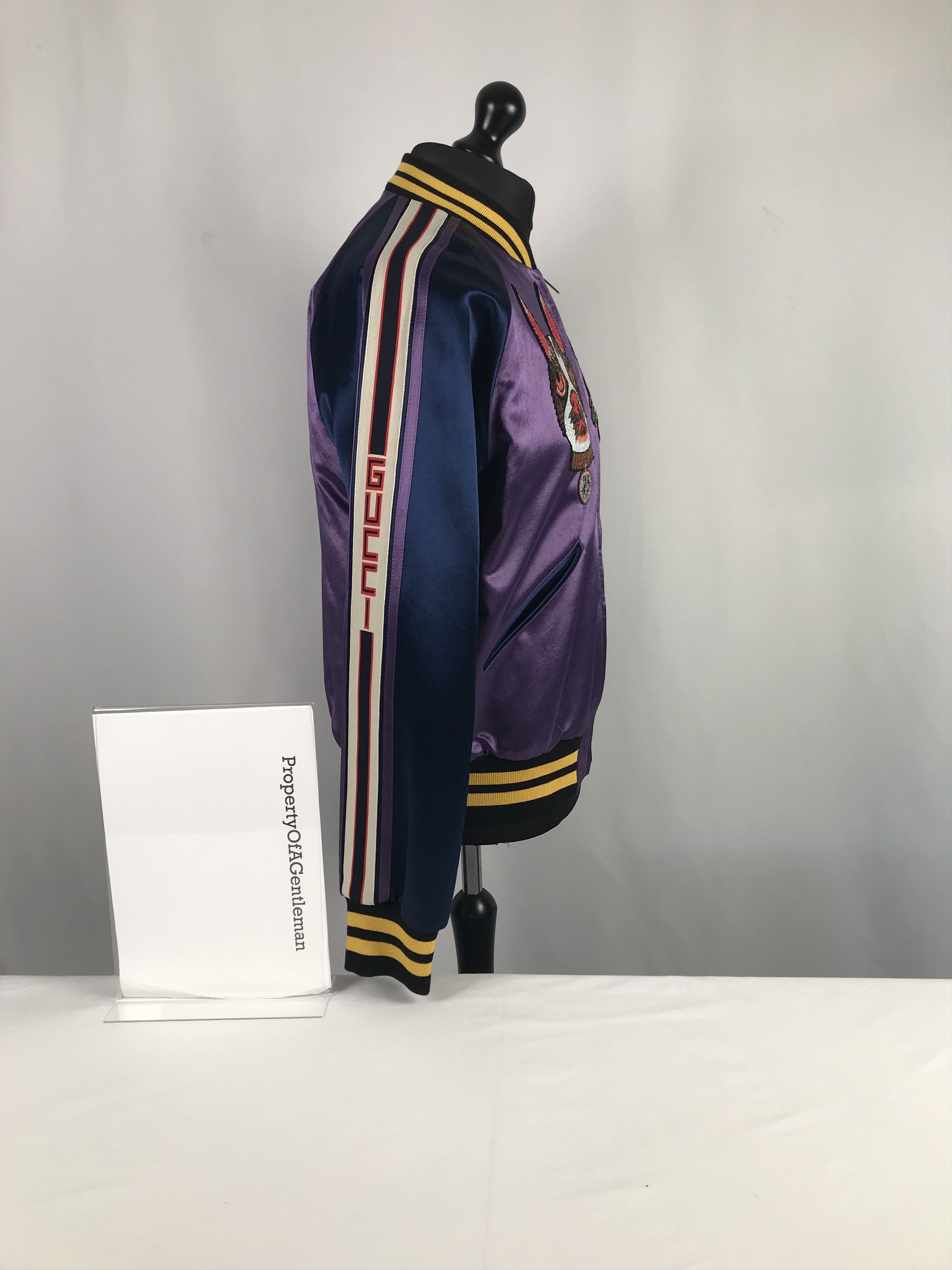 Gucci Gucci Silk Purple Dog & Cat Bomber Jacket Size US L / EU 52-54 / 3 - 2 Thumbnail