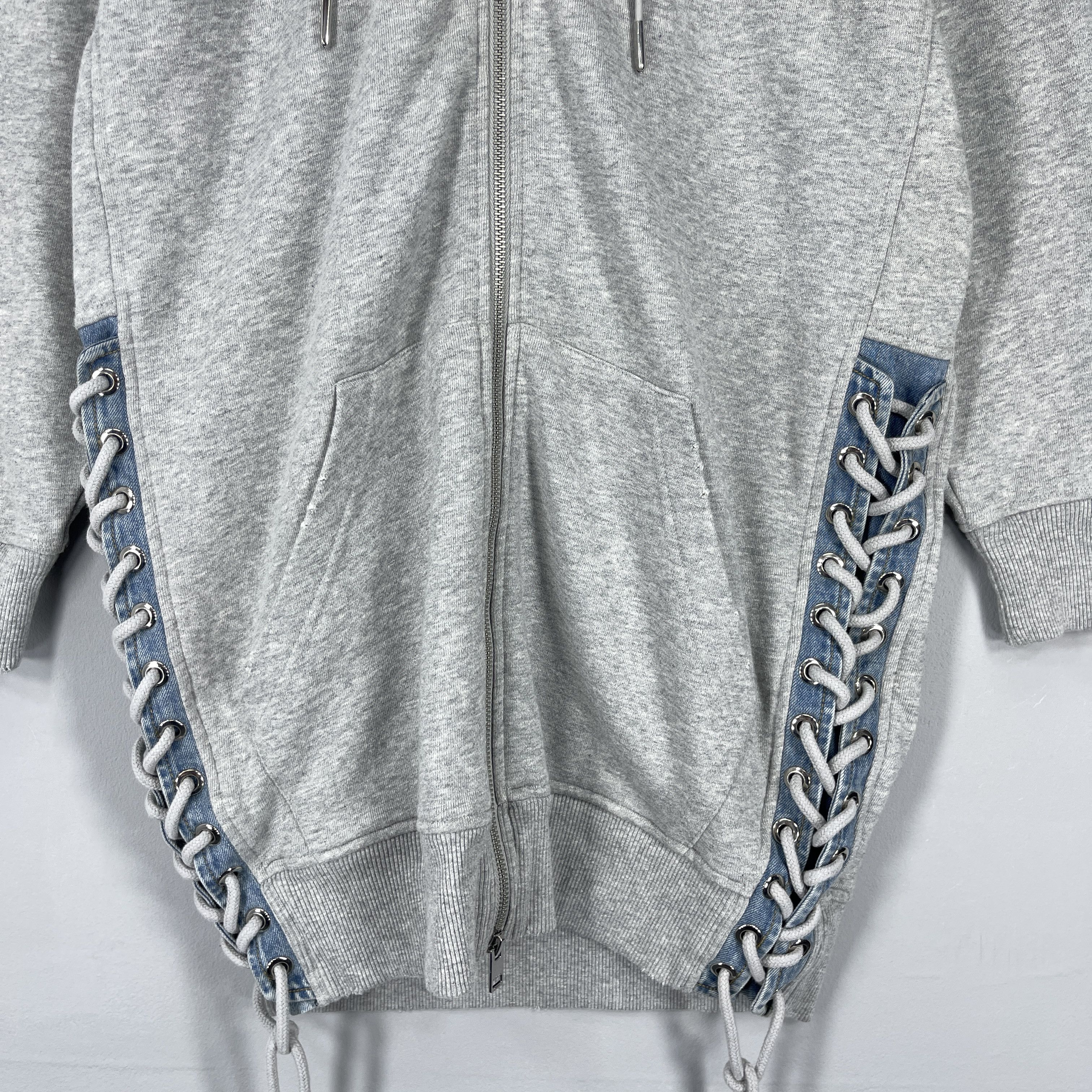 Diesel Diesel Longline Zip-Up Hoodie with Denim Lace-Up Sides Size M / US 6-8 / IT 42-44 - 3 Thumbnail