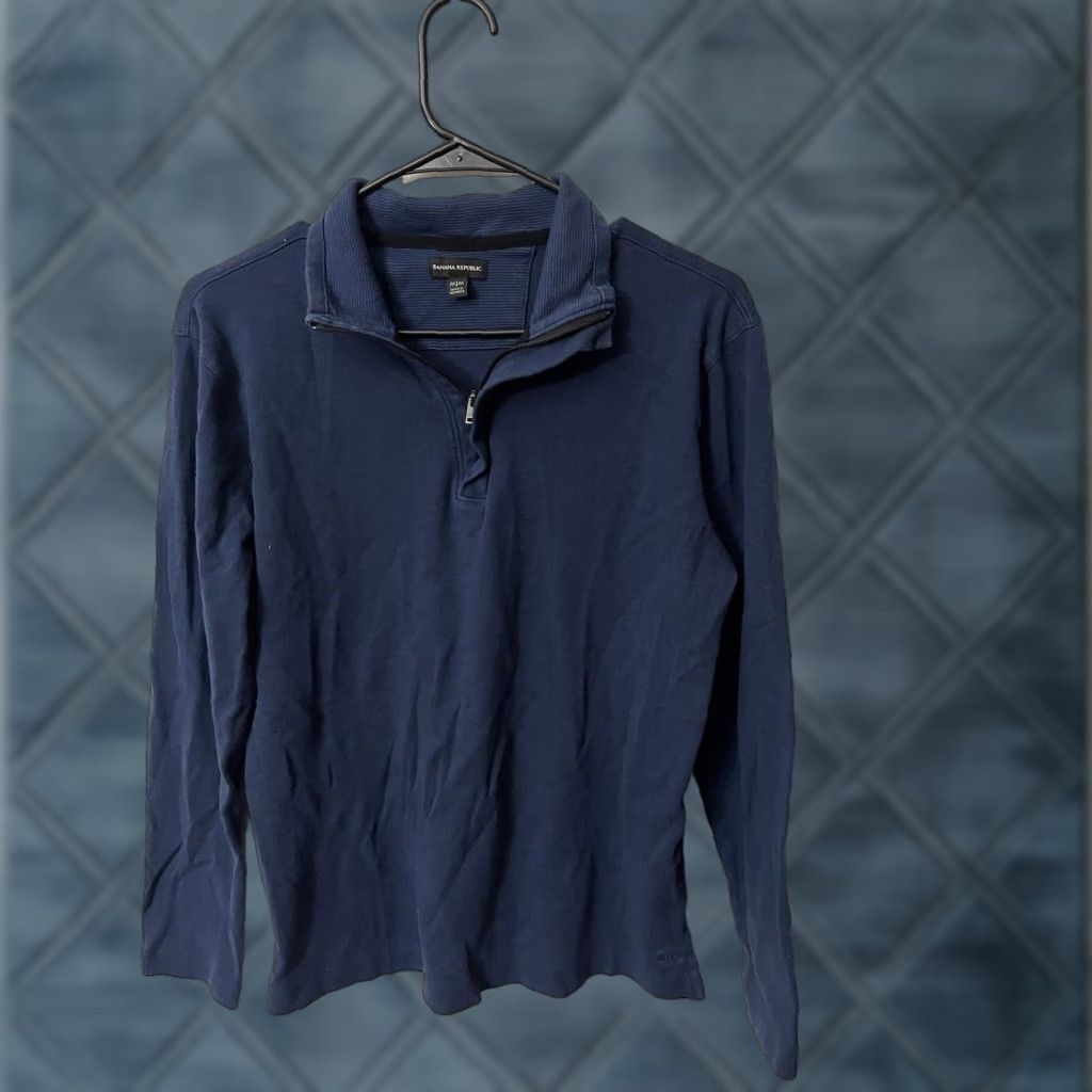 Banana Republic Banana Republic Sweater Mens M Blue 1/4 Zip Pullover Mock Neck Long Sleeve Casual Workwear Fashion Classic Size US M / EU 48-50 / 2 - 1 Thumbnail