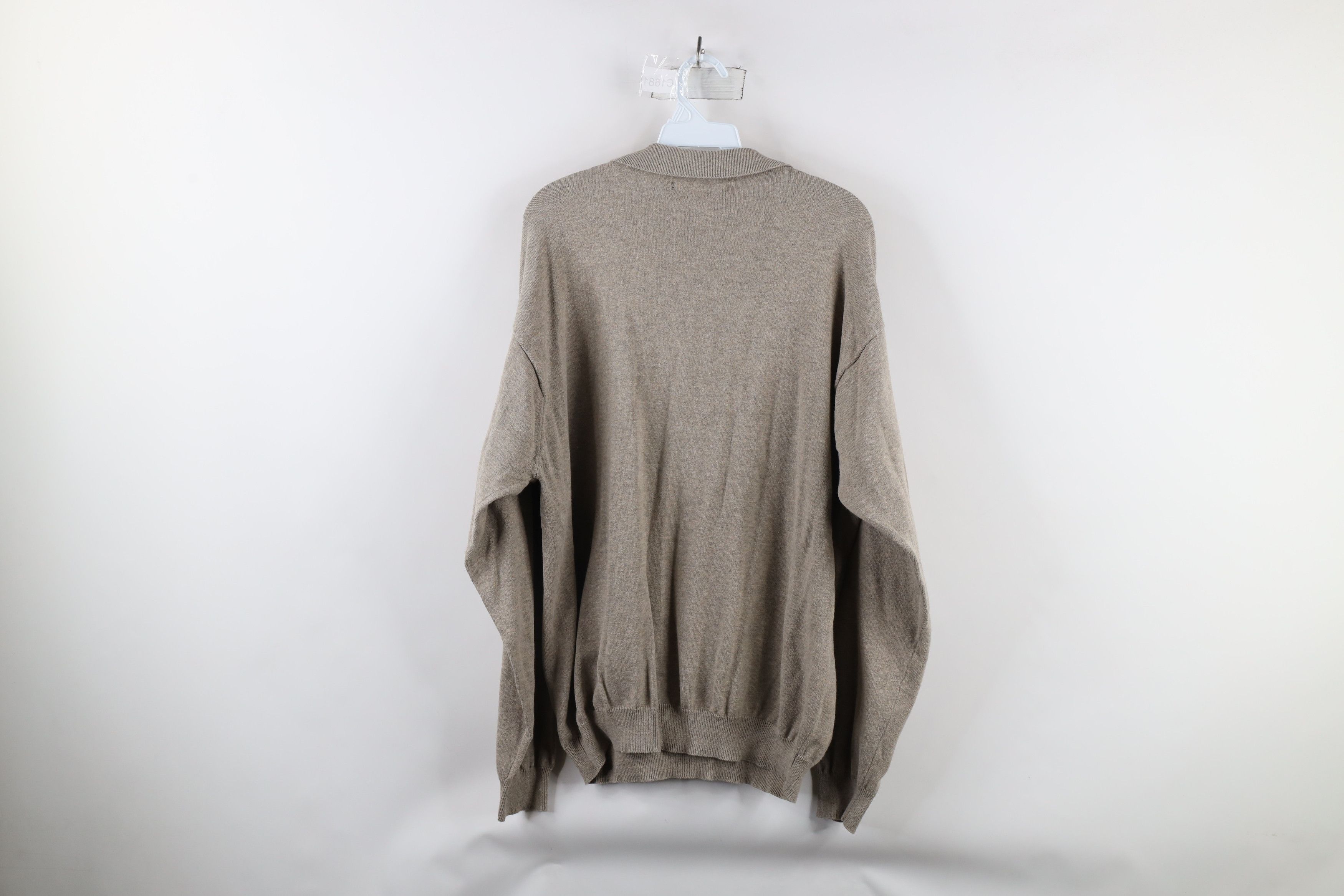 Vintage Vintage 90s Streetwear Cotton Knit Collared Sweater Beige Size US XL / EU 56 / 4 - 5 Thumbnail