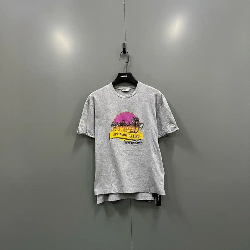 Fendi Fendi Summer Gray Cotton Short Sleeve T-Shirt 0089 Size S / US 4 / IT 40 - 1 Thumbnail
