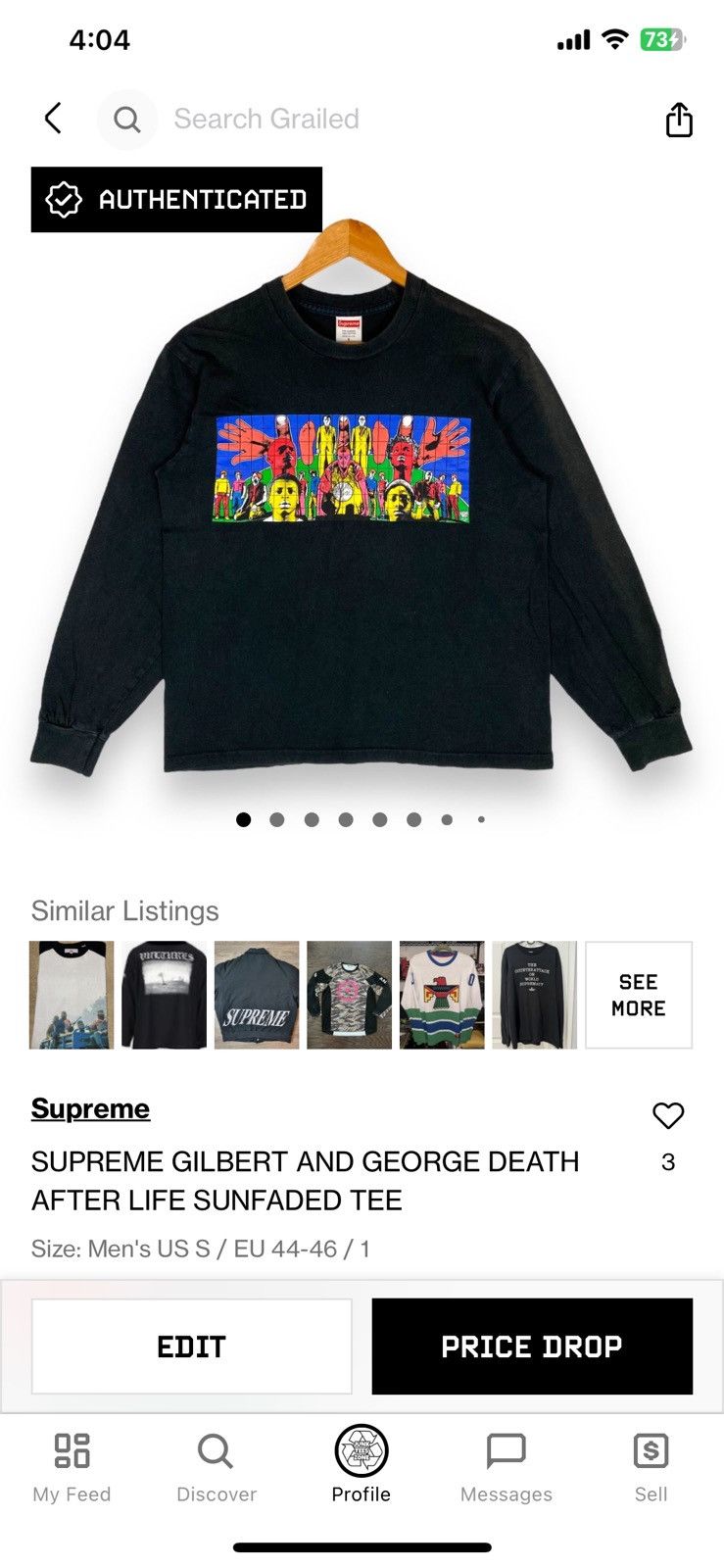 Supreme SUPREME GILBERT AND GEORGE DEATH AFTER LIFE SUNFADED TEE Size US S / EU 44-46 / 1 - 11 Thumbnail