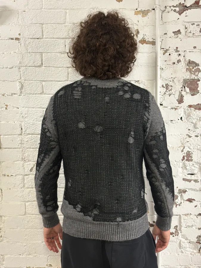 Diesel Diesel Grey Wool Net Distressed Sweater Size US M / EU 48-50 / 2 - 3 Thumbnail