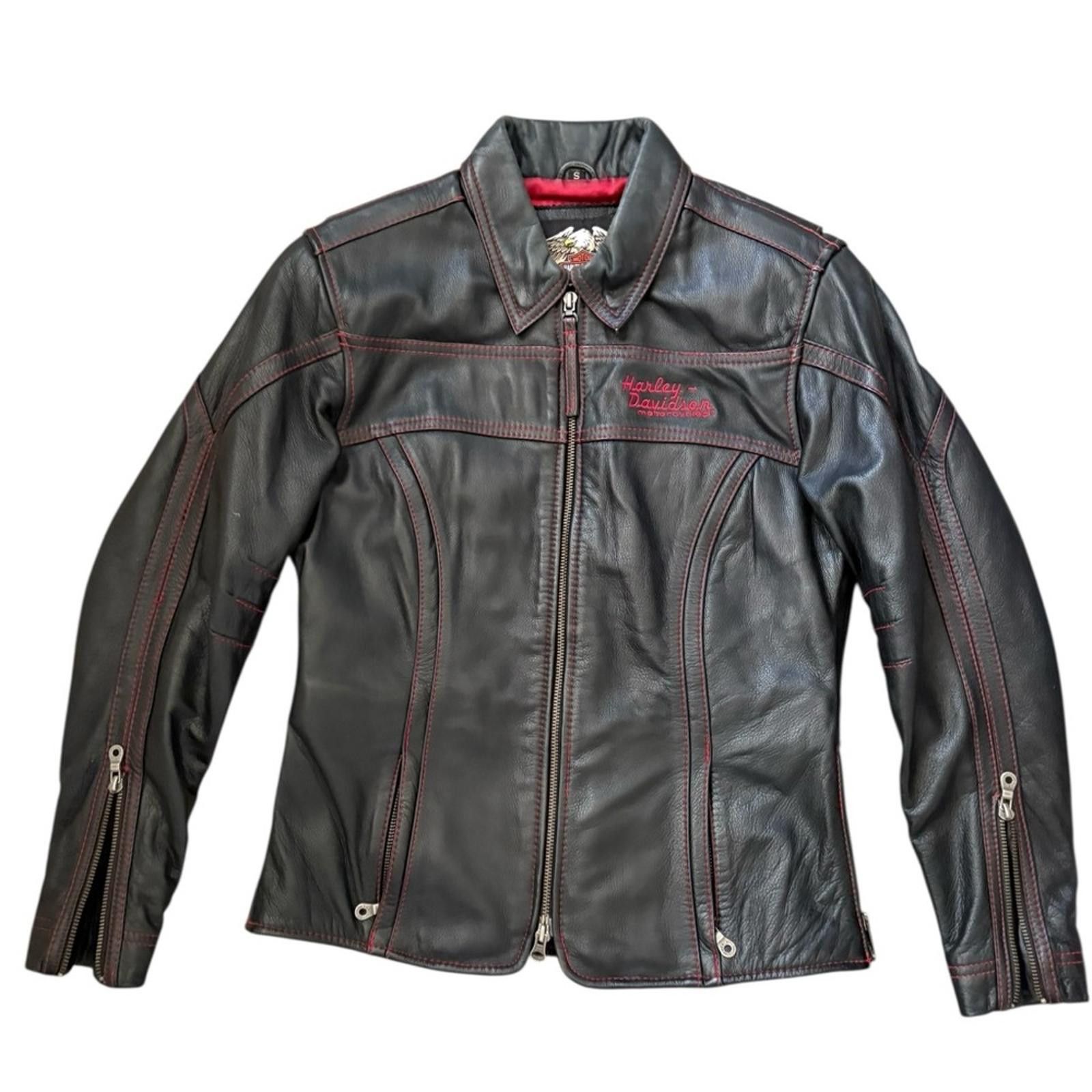 Harley Davidson Harley-Davidson Leather Zipper Motorcycle Logo Jacket Black Size S / US 4 / IT 40 - 3 Thumbnail