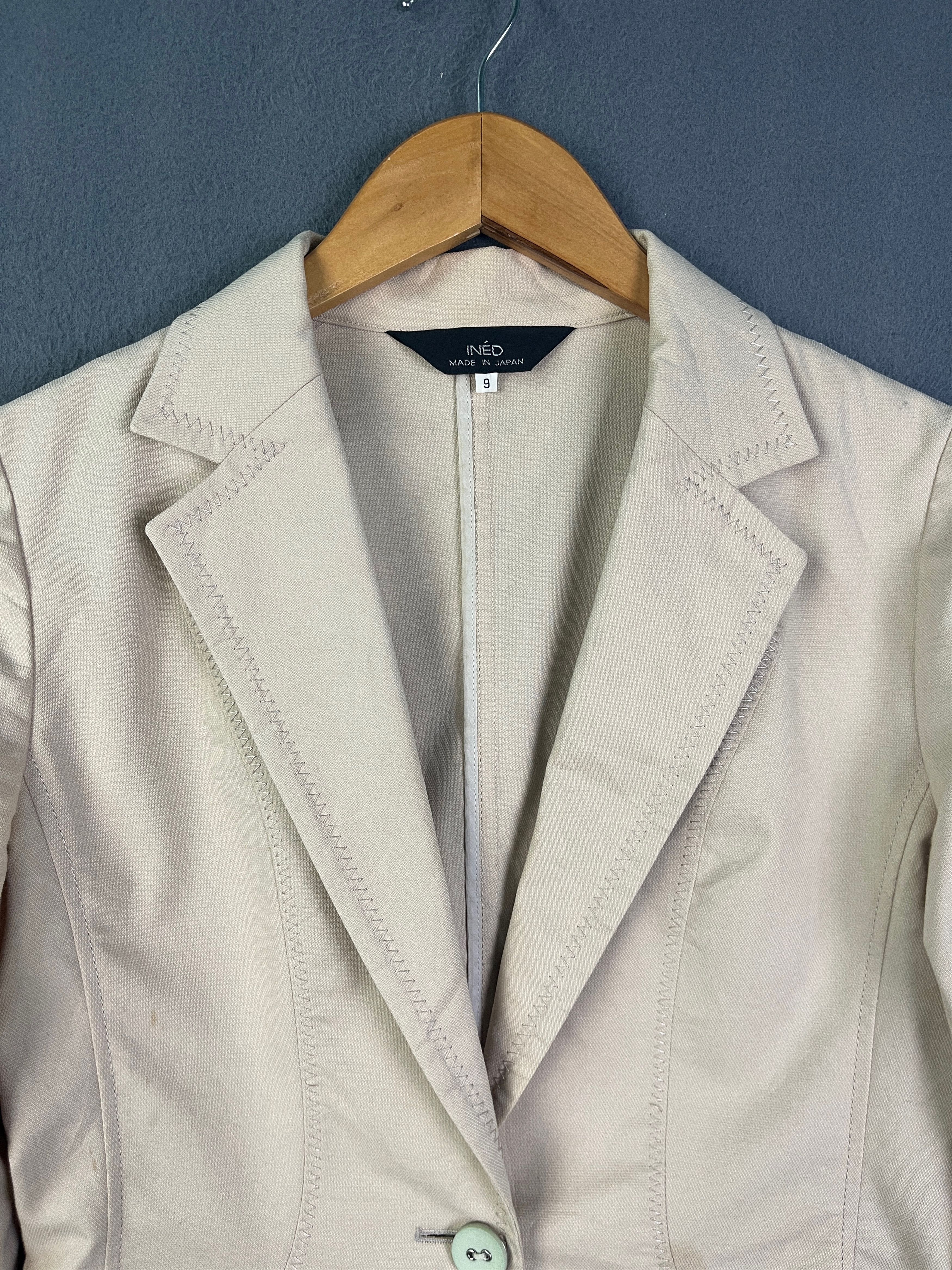 Japanese Brand Ined Single Button Blazer Jacket Beige Yohji Yamamoto Size S / US 4 / IT 40 - 3 Thumbnail