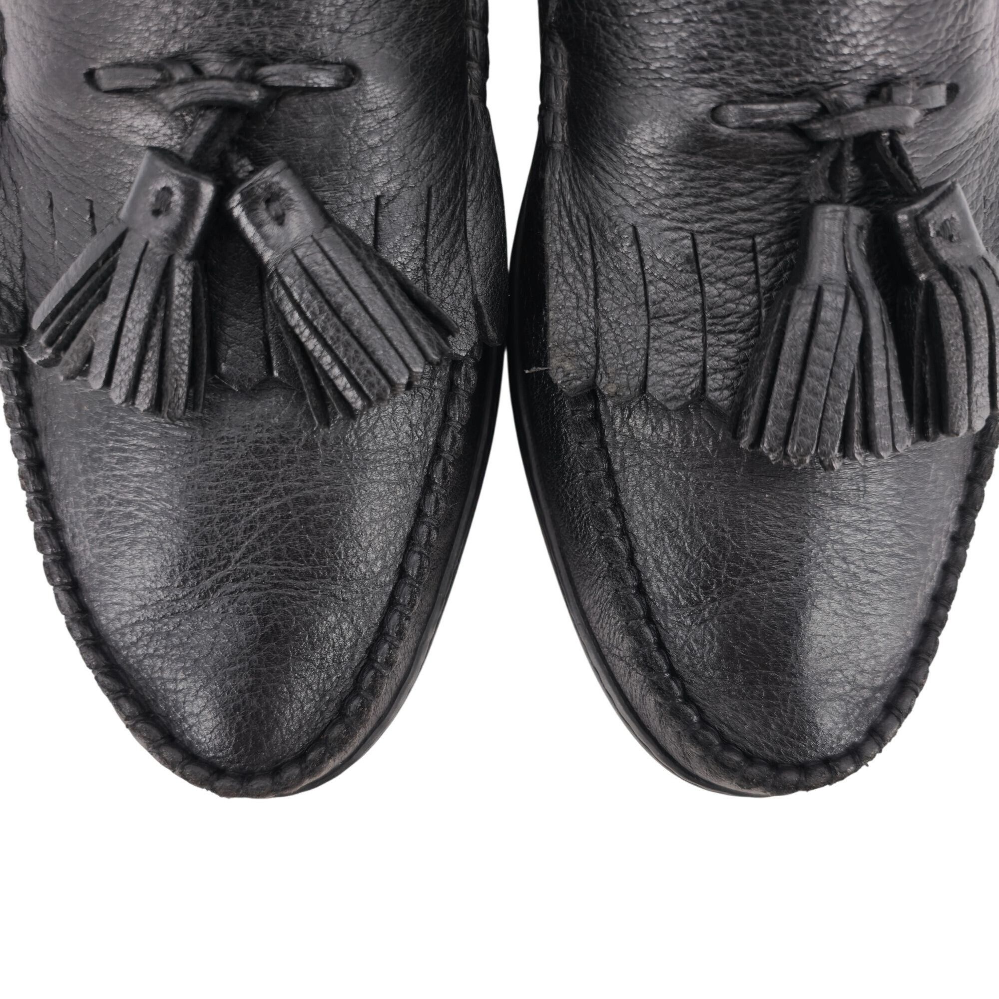 Bragano × Cole Haan Vintage Bragano Cole Haan Black Pebble Grain Tassel Loafers Size US 11.5 / EU 44-45 - 4 Thumbnail