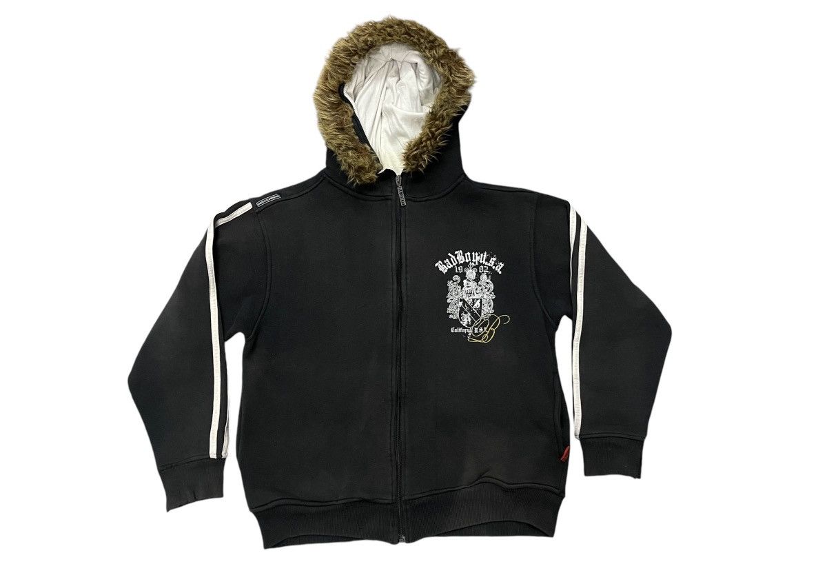 Japanese Brand 2000s BAD BOY FUR HOODIE ZIPPER SUN FADED DISTRESSED Size M / US 6-8 / IT 42-44 - 2 Thumbnail
