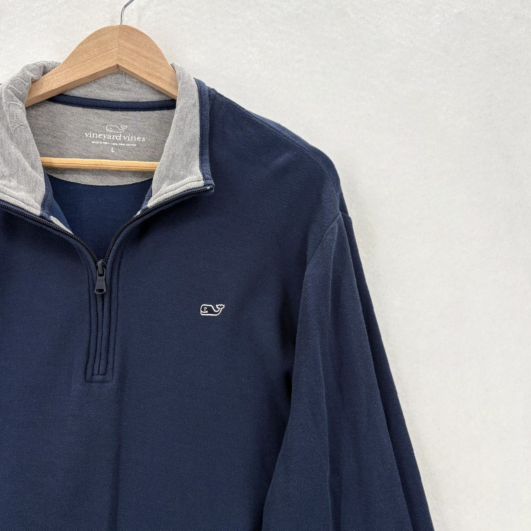 Vineyard Vines Vineyard Vines Sweatshirt Mens Large Blue Pima Cotton Quarter Zip Whale Preppy Size US L / EU 52-54 / 3 - 2 Thumbnail