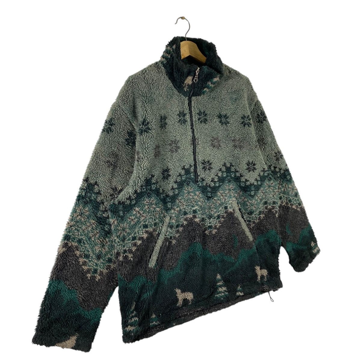 Vintage × Woolrich Woolen Mills Vintage Woolrich Snowflake Sheep Mountain Half Zip Fleece Size US L / EU 52-54 / 3 - 2 Thumbnail