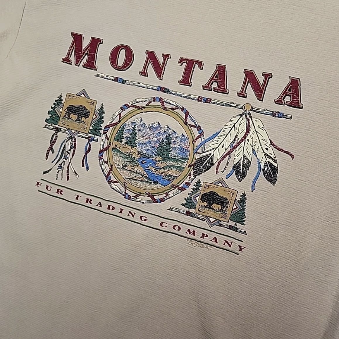 Vintage VTG Montana Fur Trading Company Shirt Men L Beige Single Stitch Made in USA TEE Size US L / EU 52-54 / 3 - 6 Thumbnail