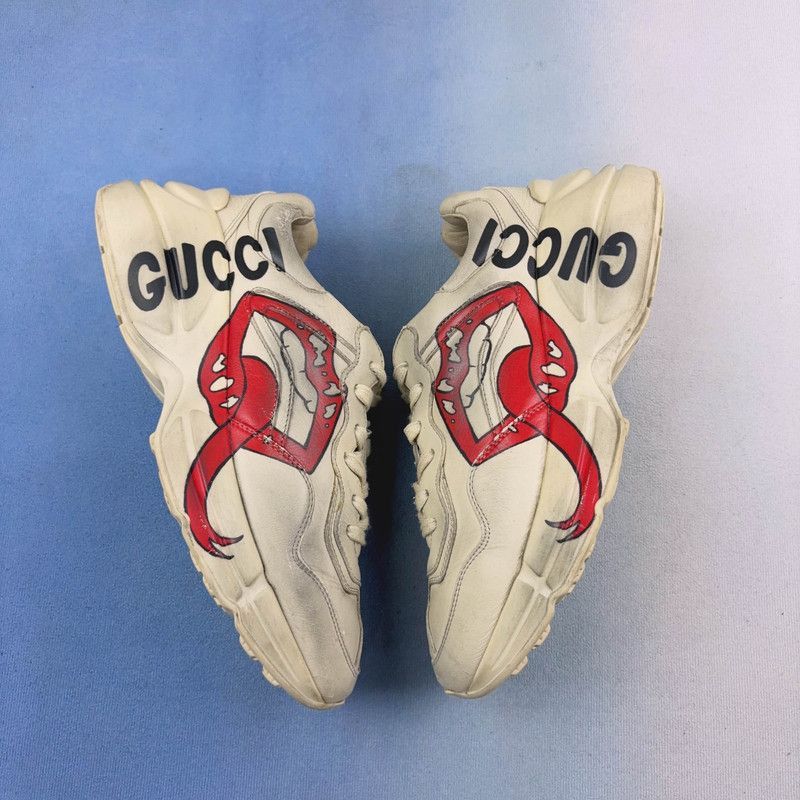 Gucci Gucci Rhyton Leather Lip Print Sneakers - Size US 8.5 / EU 41-42 - 6 Thumbnail