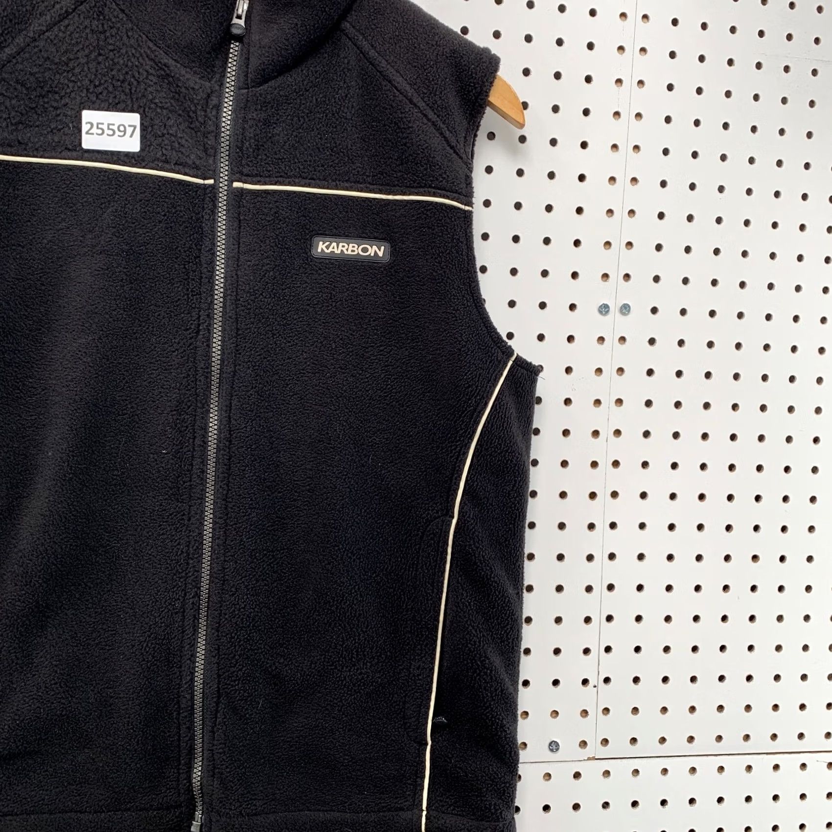 Vintage Karbon Fleece Sherpa Full Zip Vest Jacket Black XS Adult Sleeveless 20.5x25.5 Jacket Men XS Black Fleece Sherpa Full Zip Vest Jacket Size US XS / EU 42 / 0 - 4 Thumbnail