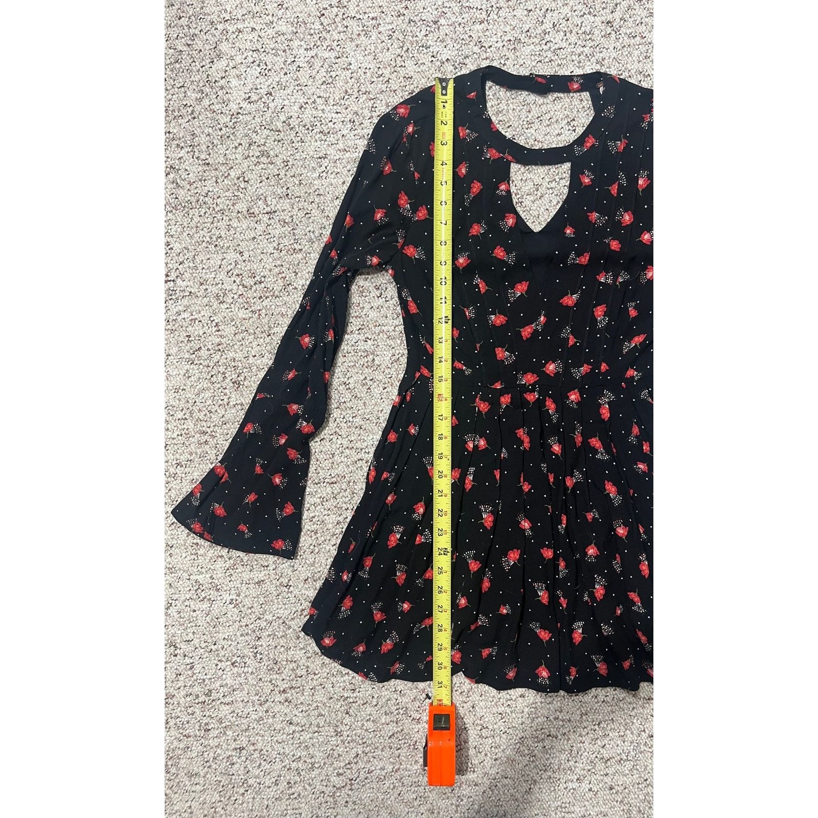 Free People Free People Red Black Floral Tegan Mini Dress Y2K Size 2 Size XS / US 0-2 / IT 36-38 - 6 Thumbnail