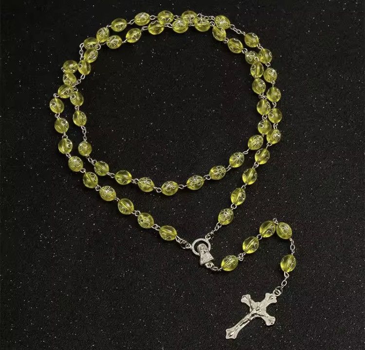 Japanese Brand Rosary Necklace - Crystal Beaded Cross Size ONE SIZE - 2 Thumbnail