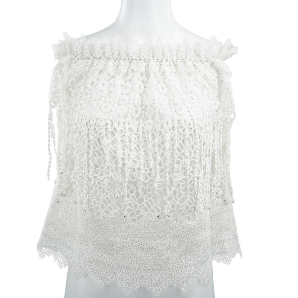 Elie Tahari NWT Elie Tahari Lace Beaded Off The Shoulder Blouse Size S Size S / US 4 / IT 40 - 1 Thumbnail