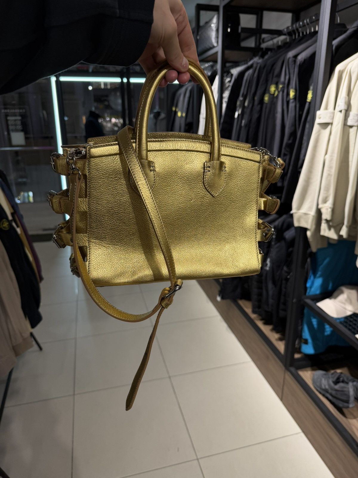 Giuseppe Zanotti Giuseppe Zanotti Gold Metallic leather Top Handle Bag logo Size ONE SIZE - 12 Thumbnail