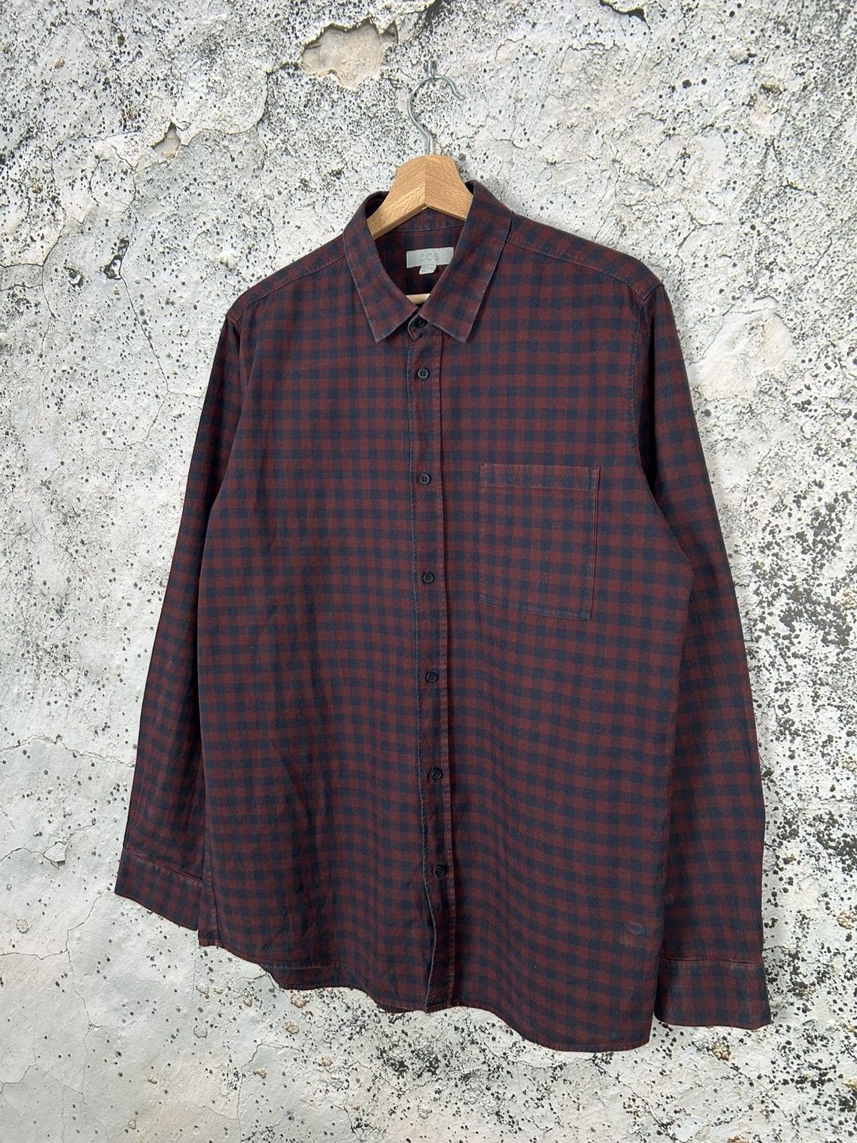 Cos COS Tartan Burgundy Checkered Shirt Designer Minimalist Size US M / EU 48-50 / 2 - 2 Thumbnail